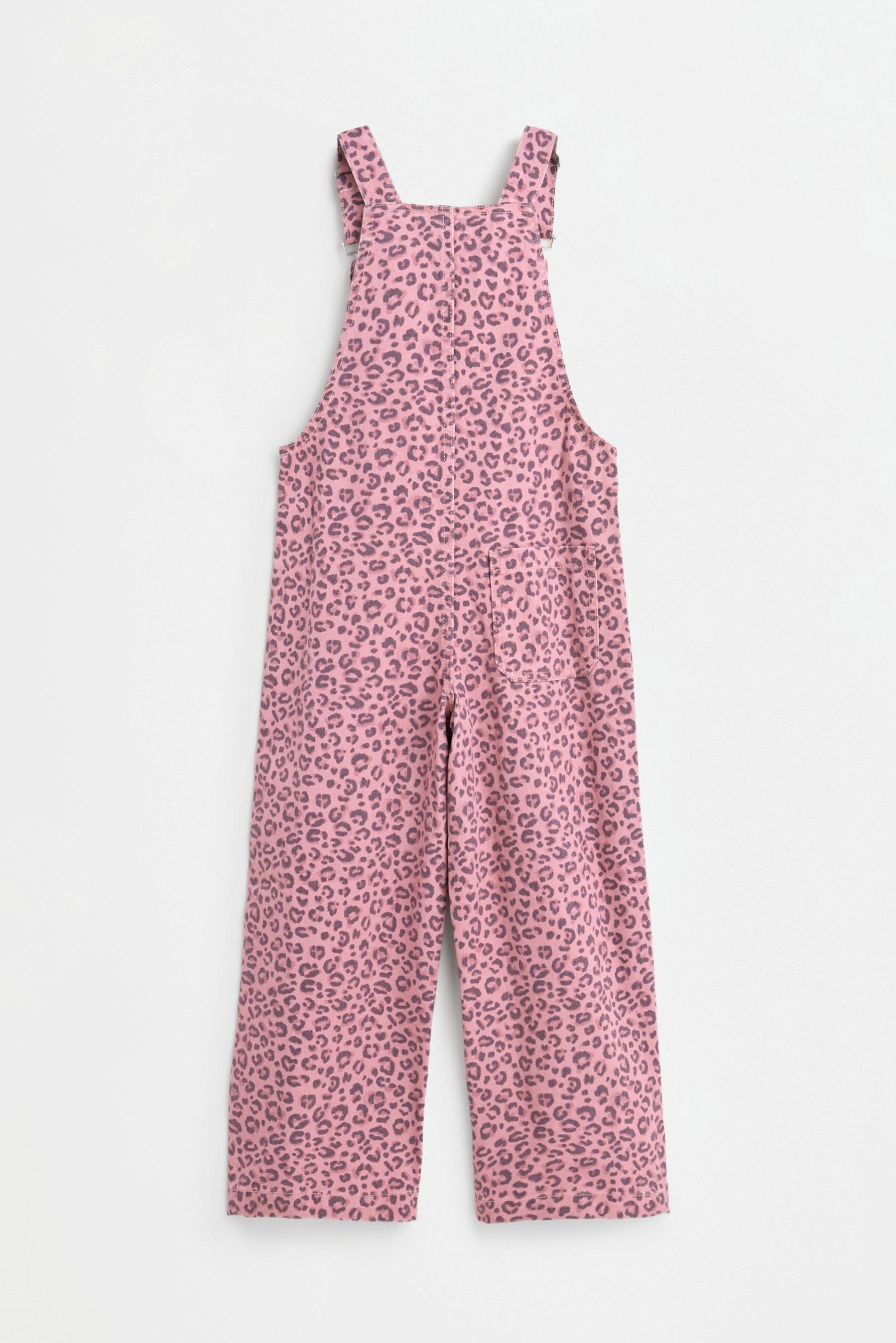 Animal print denim dungarees — PALE PINK