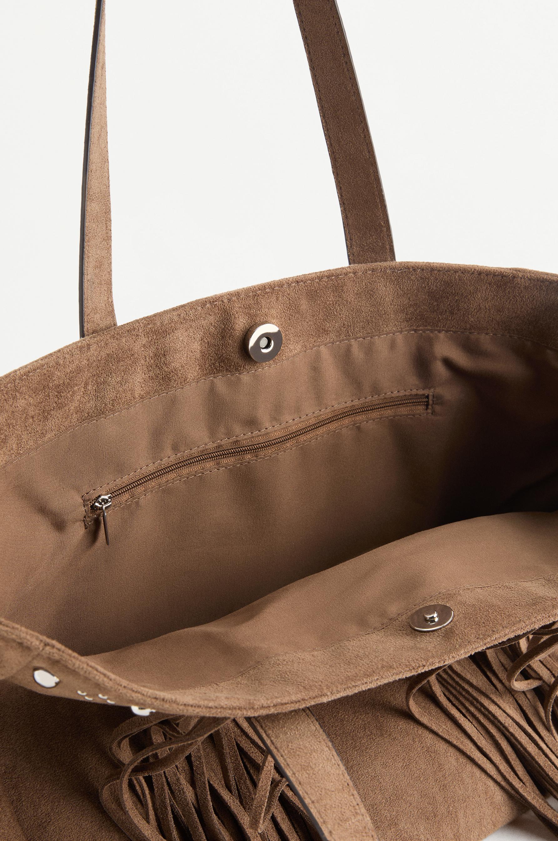 Fringed shopper bag — KHAKI
