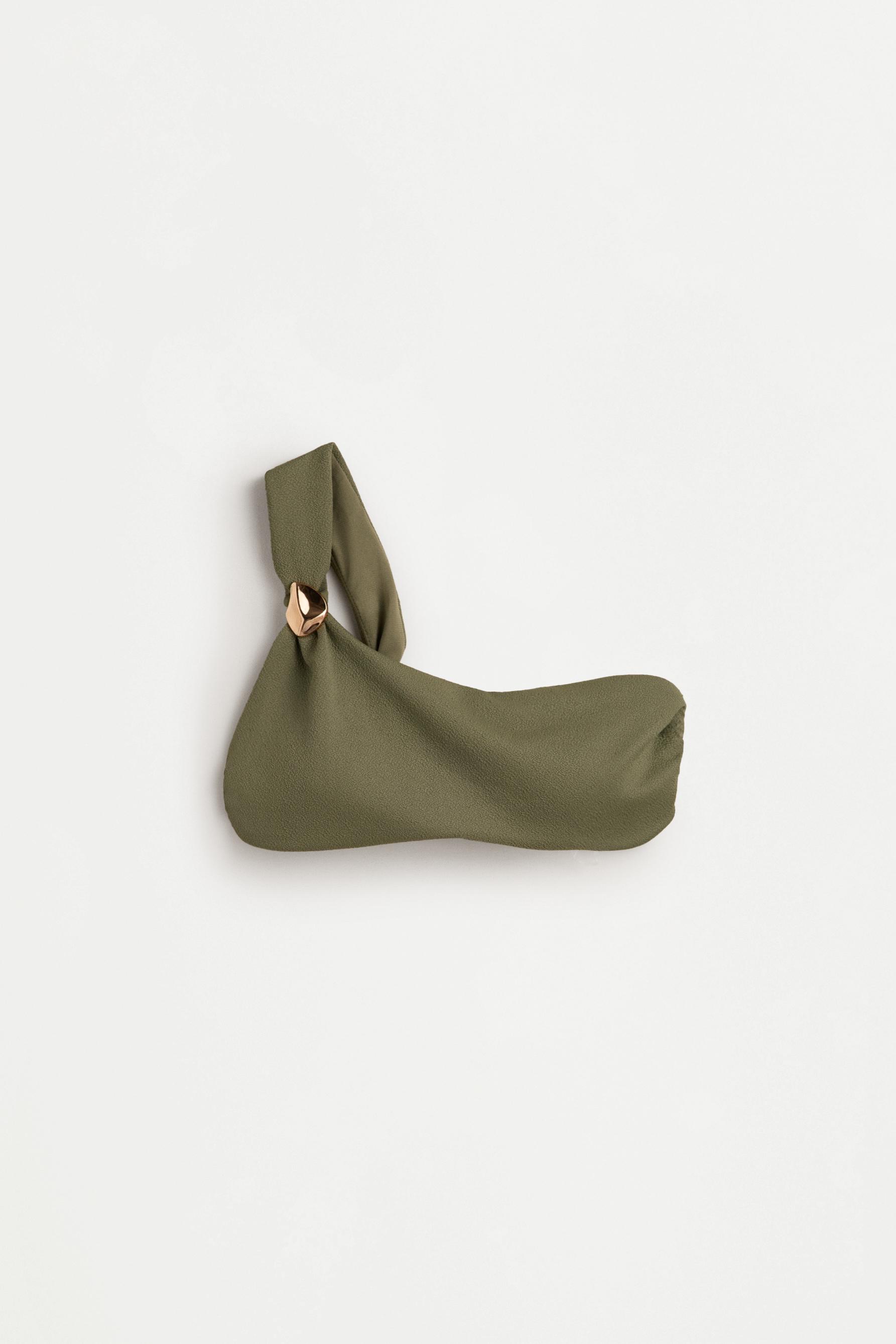 Asymmetric hardware bikini top — MEDIUM GREEN