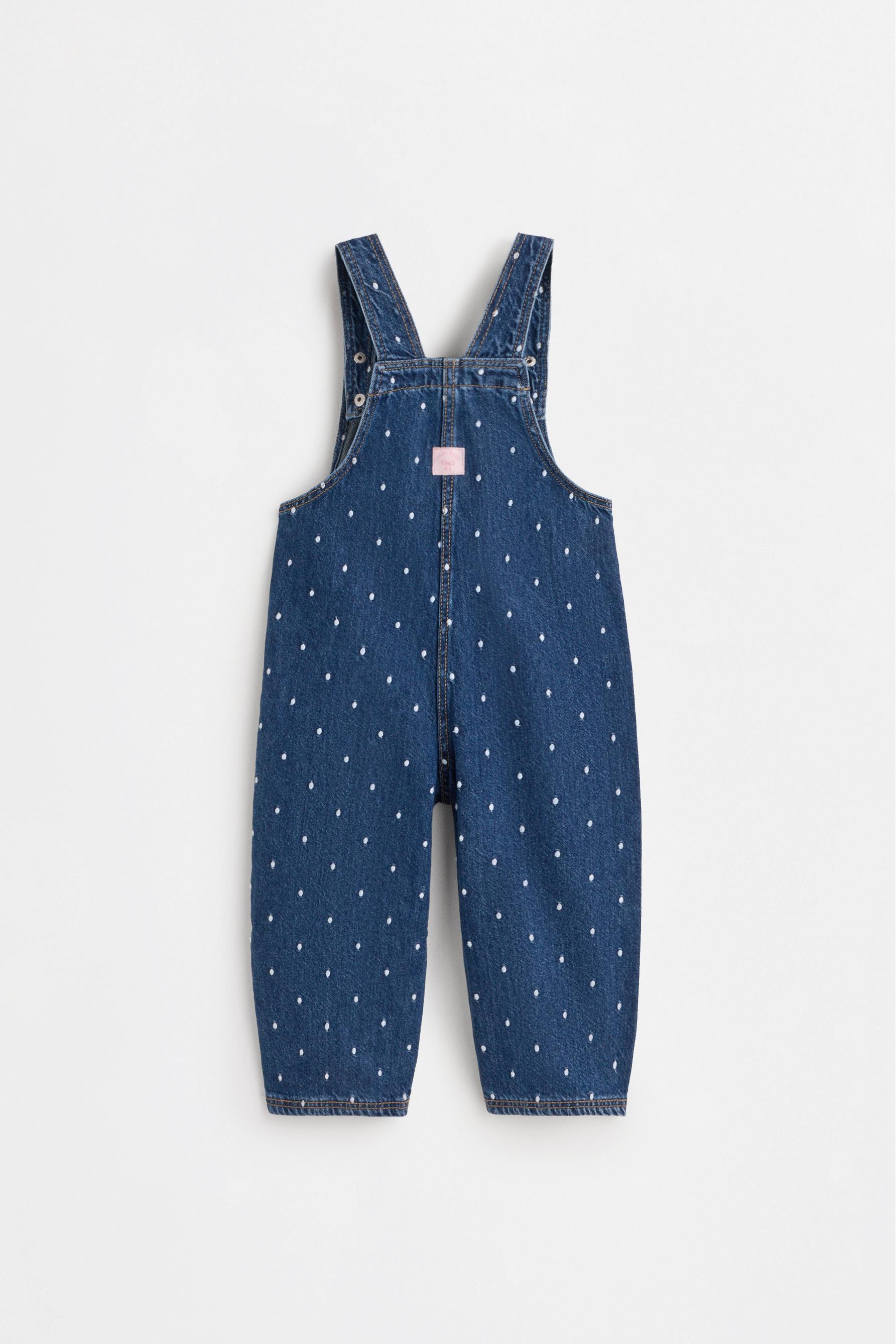 Embroidered denim dungarees — DARK BLUE