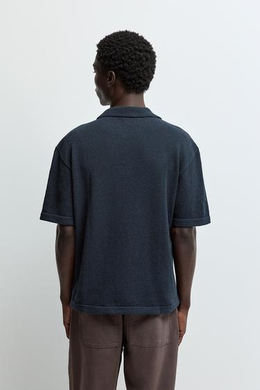 Textured knit polo shirt — NAVY 4