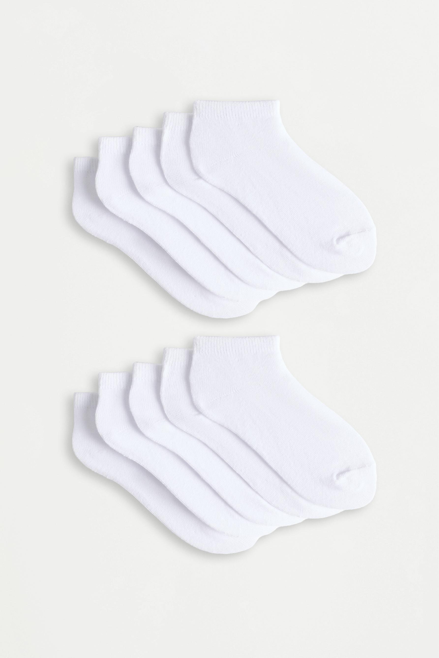 Plain ankle socks (Pack 10) — WHITE