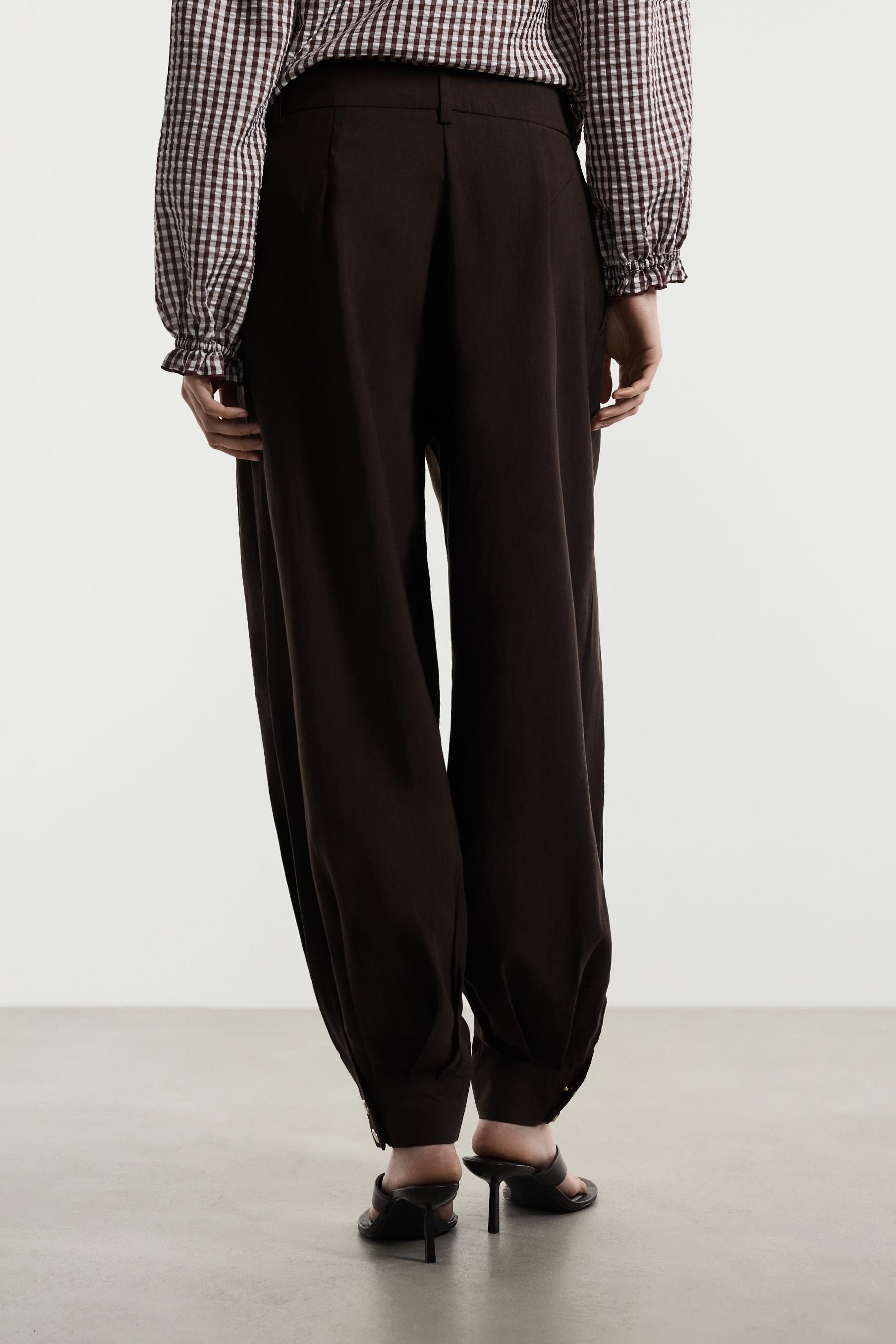 Pleated sarouel trousers — DARK BROWN