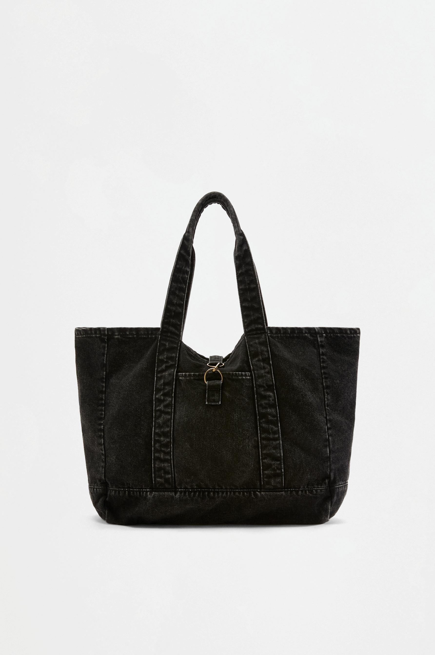 Denim shopper bag — BLACK