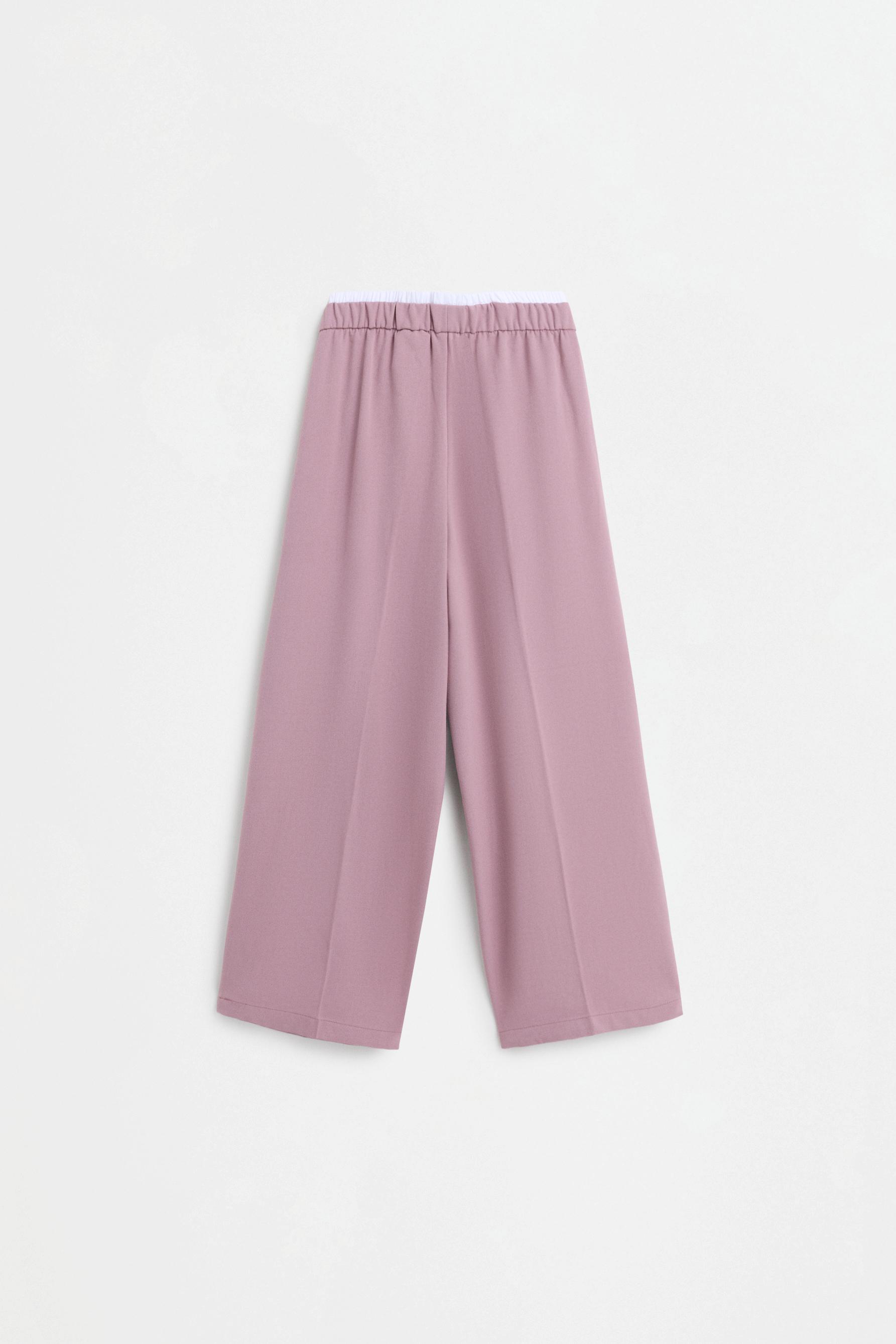 Double waistband wide-leg trousers — PINK
