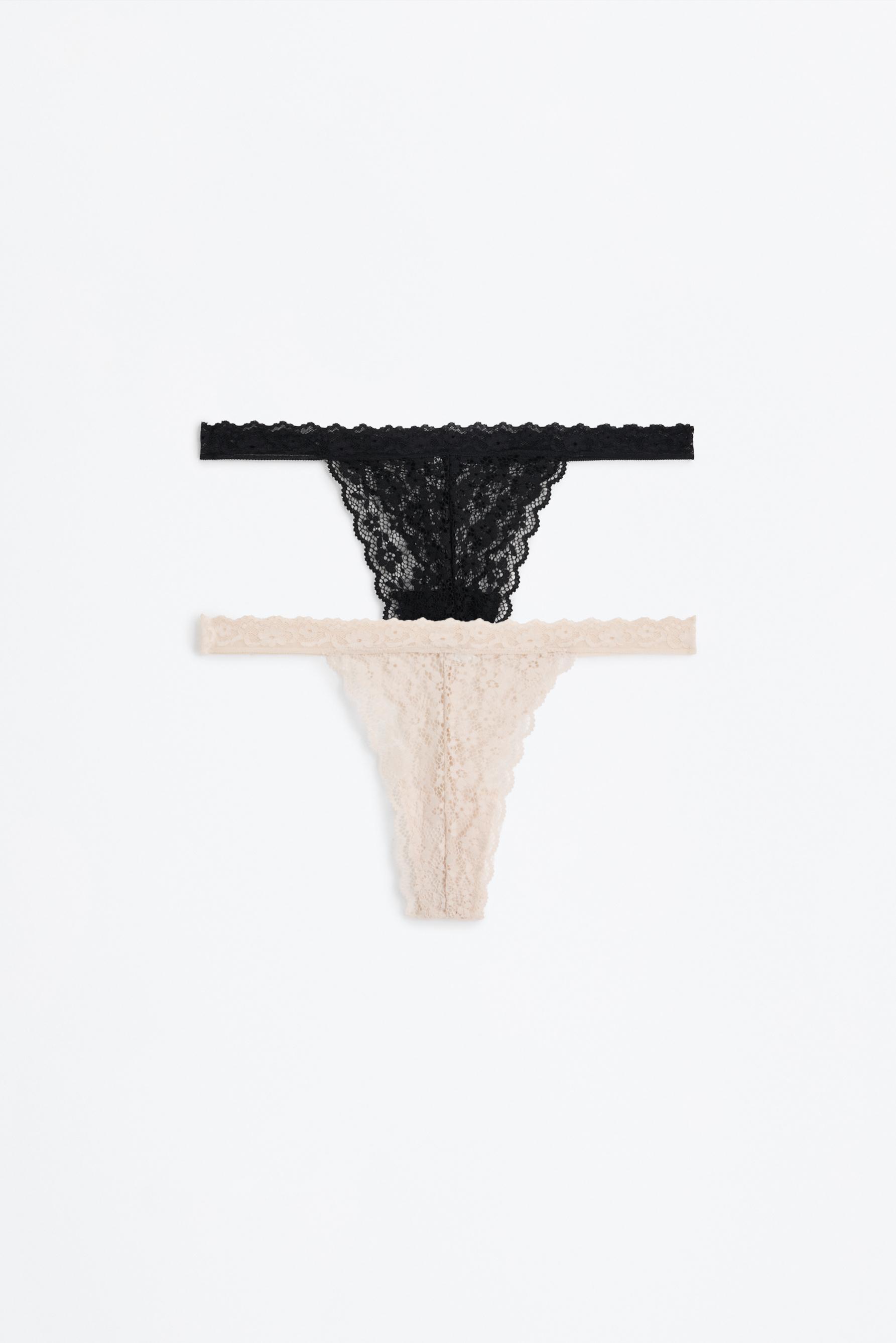 2-pack of lace thongs — BLACK