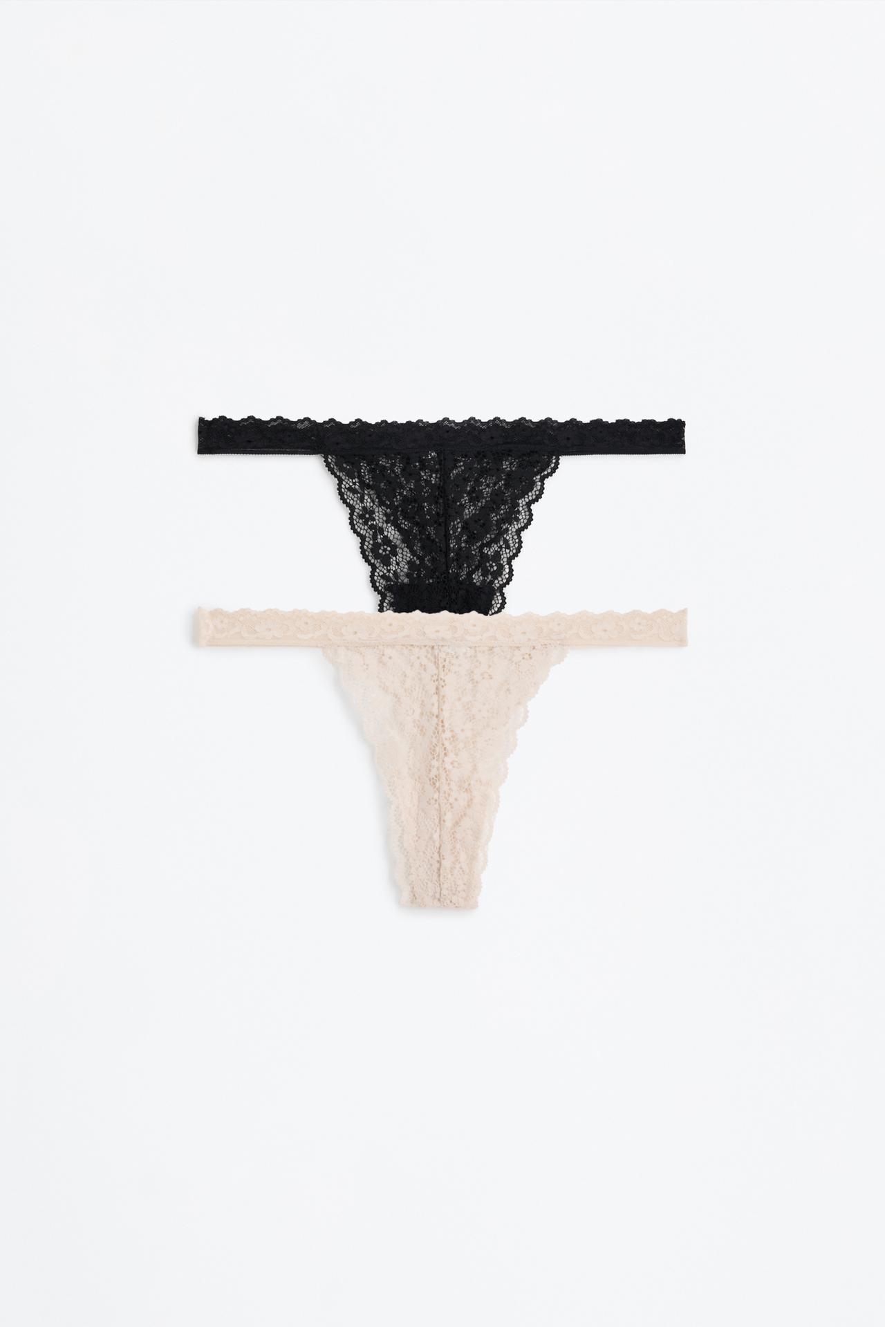 2-pack of lace thongs — BLACK