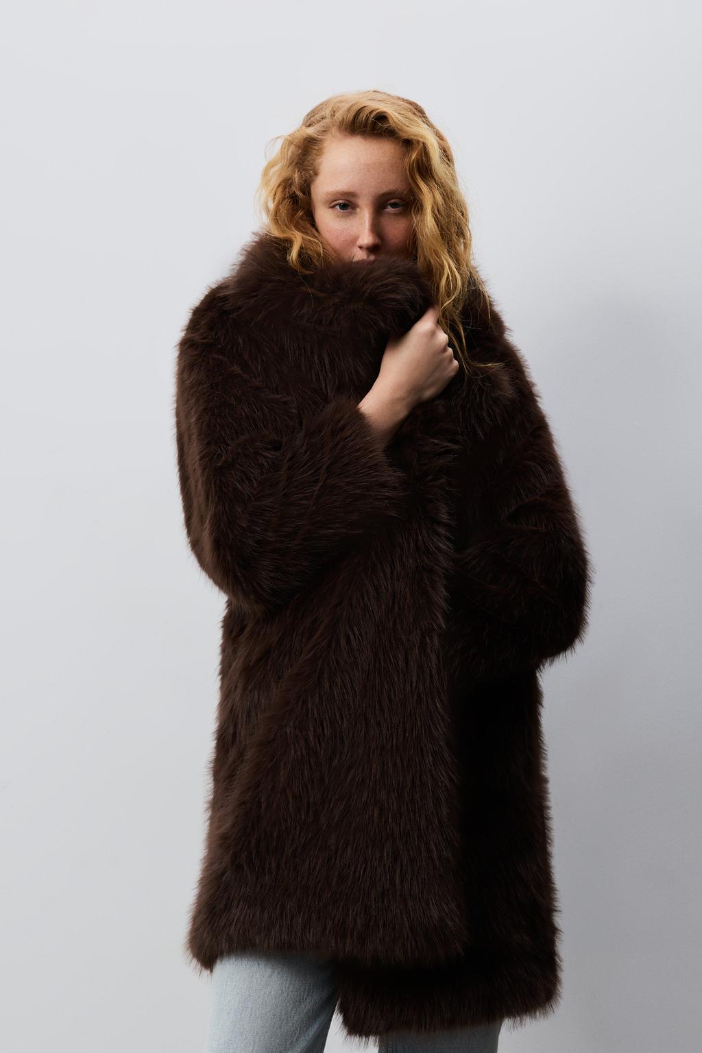 Long faux fur coat