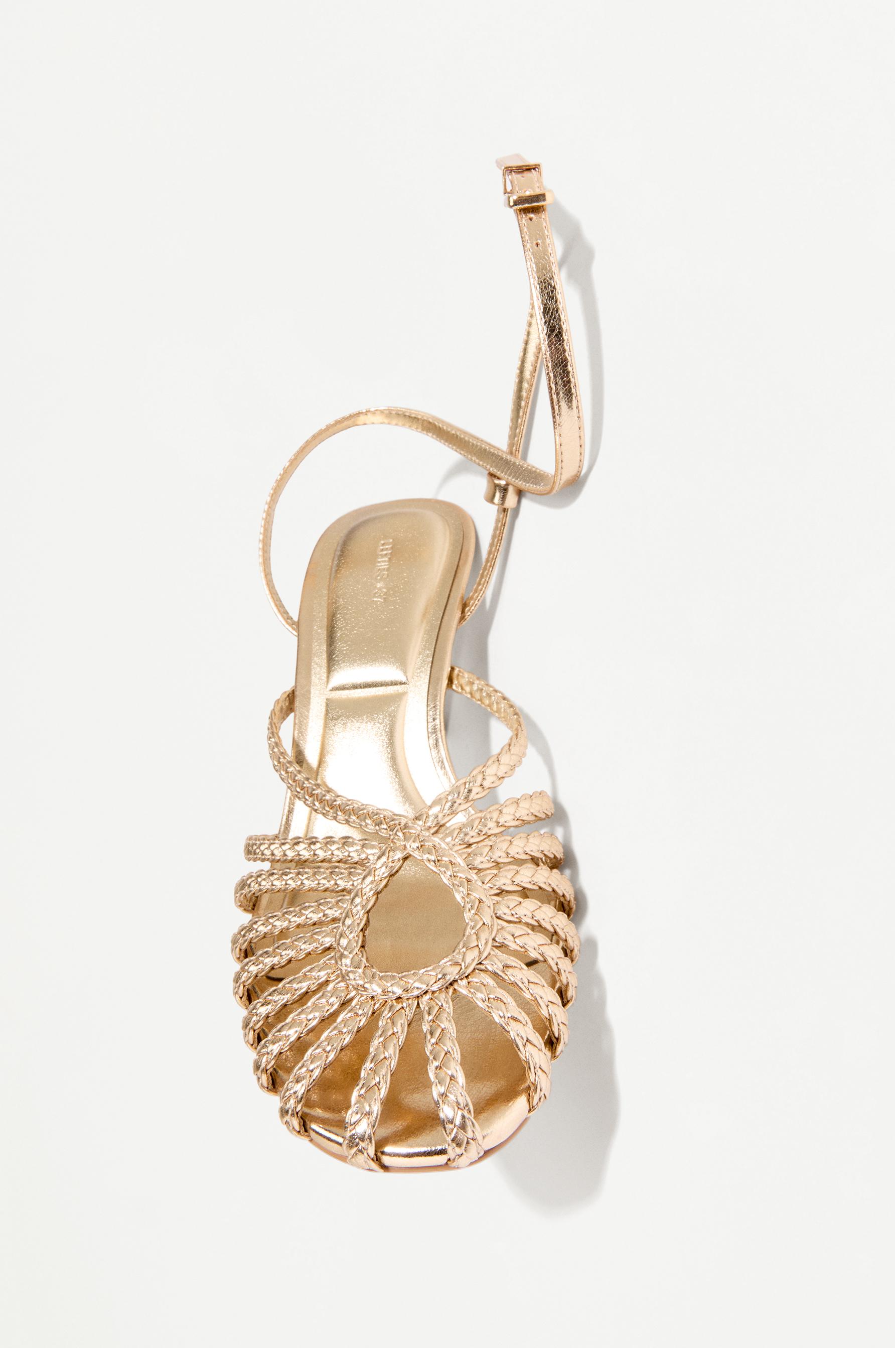 Heeled cage sandals — GOLD