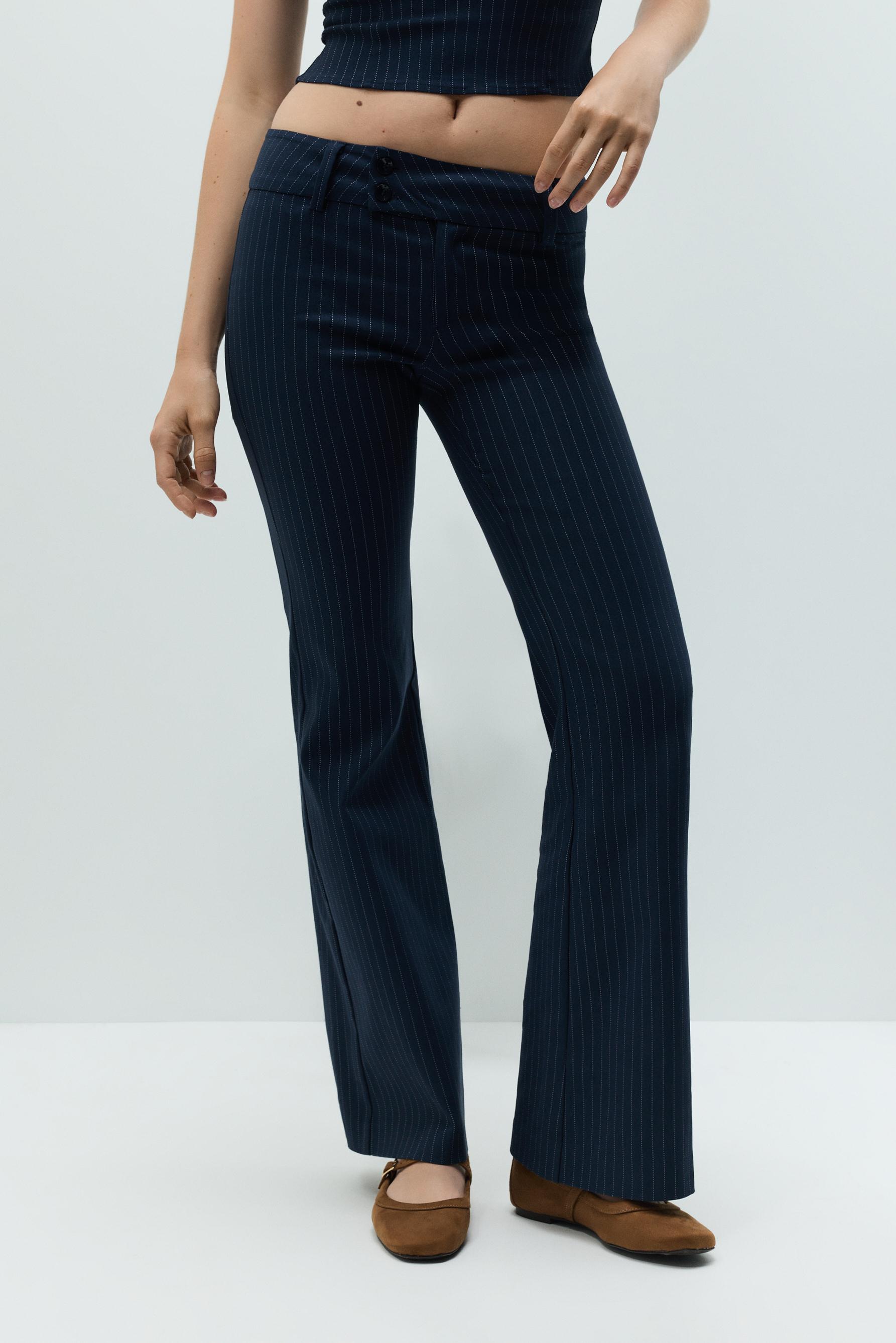 Striped bell bottom trousers — NAVY