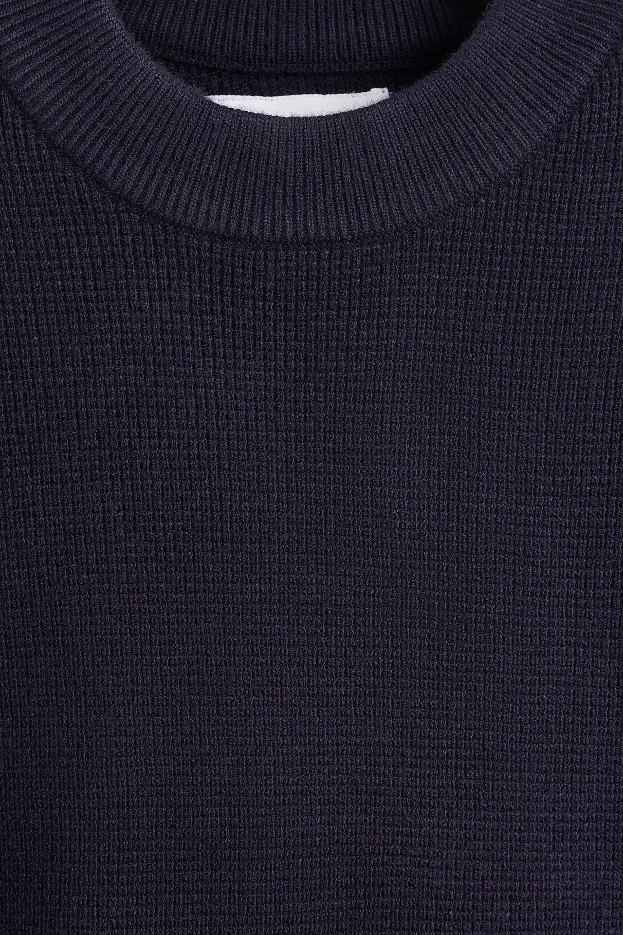Waffle-knit sweater — DARK BLUE