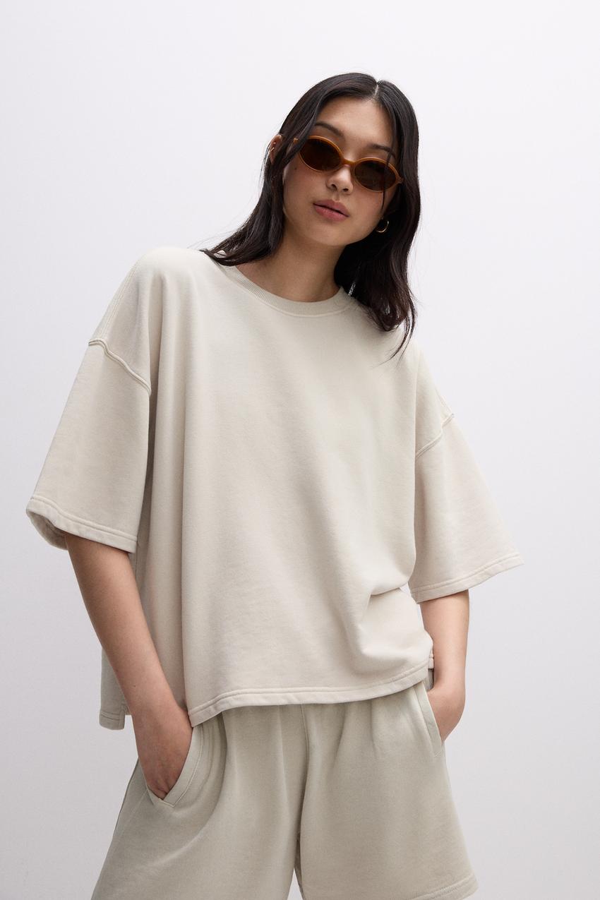 Felpa a maniche corte effetto slavato Sala da pranzo Cucina