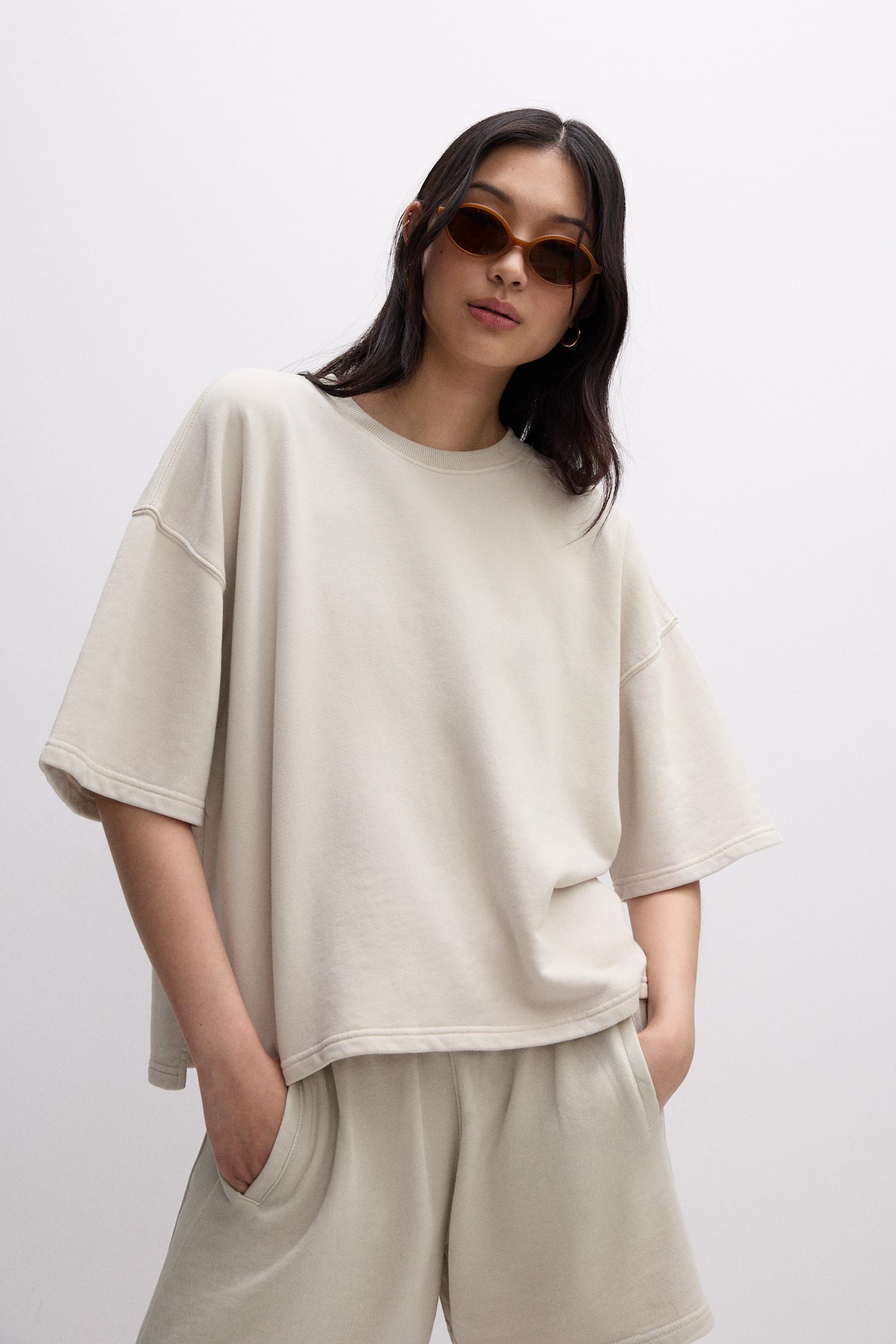 Sudadera manga corta efecto lavado