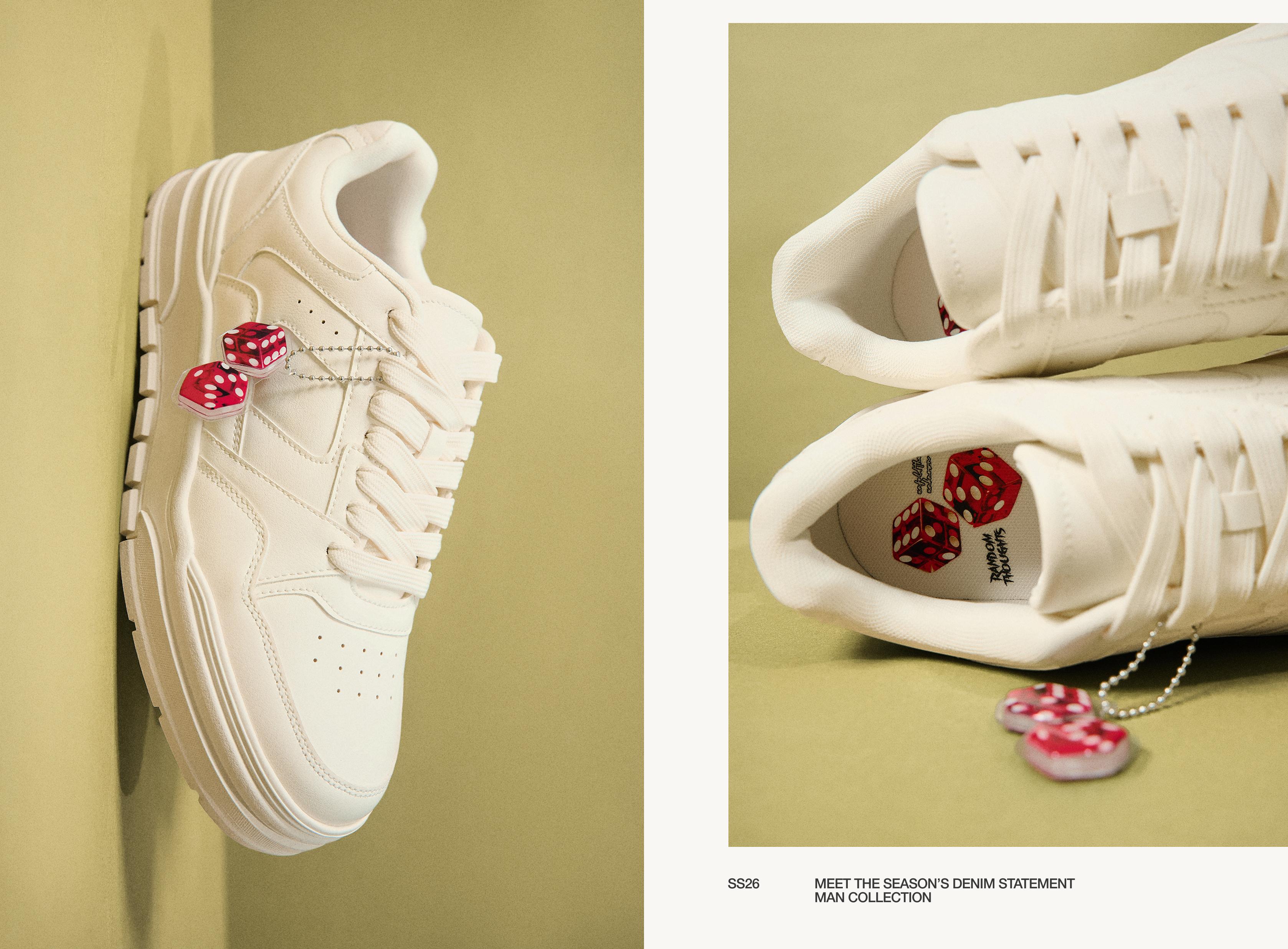 Retro sneaker with dice detail — WHITE
