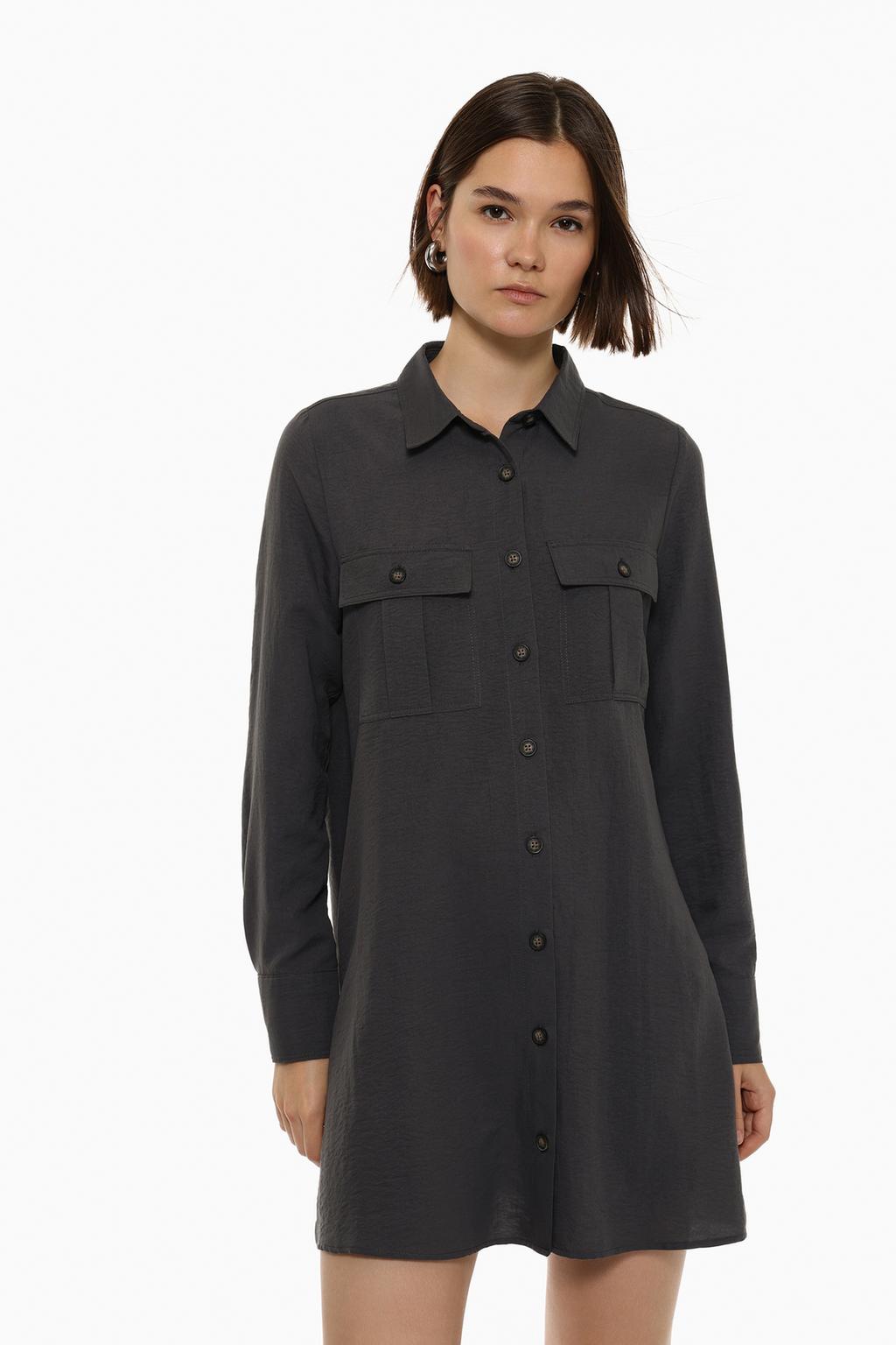 Shirt dress with pockets