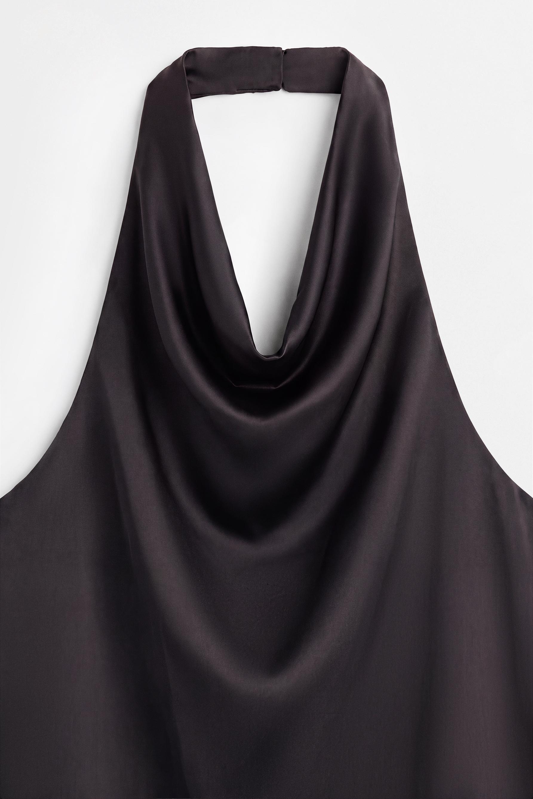 Asymmetric satin top — BLACK