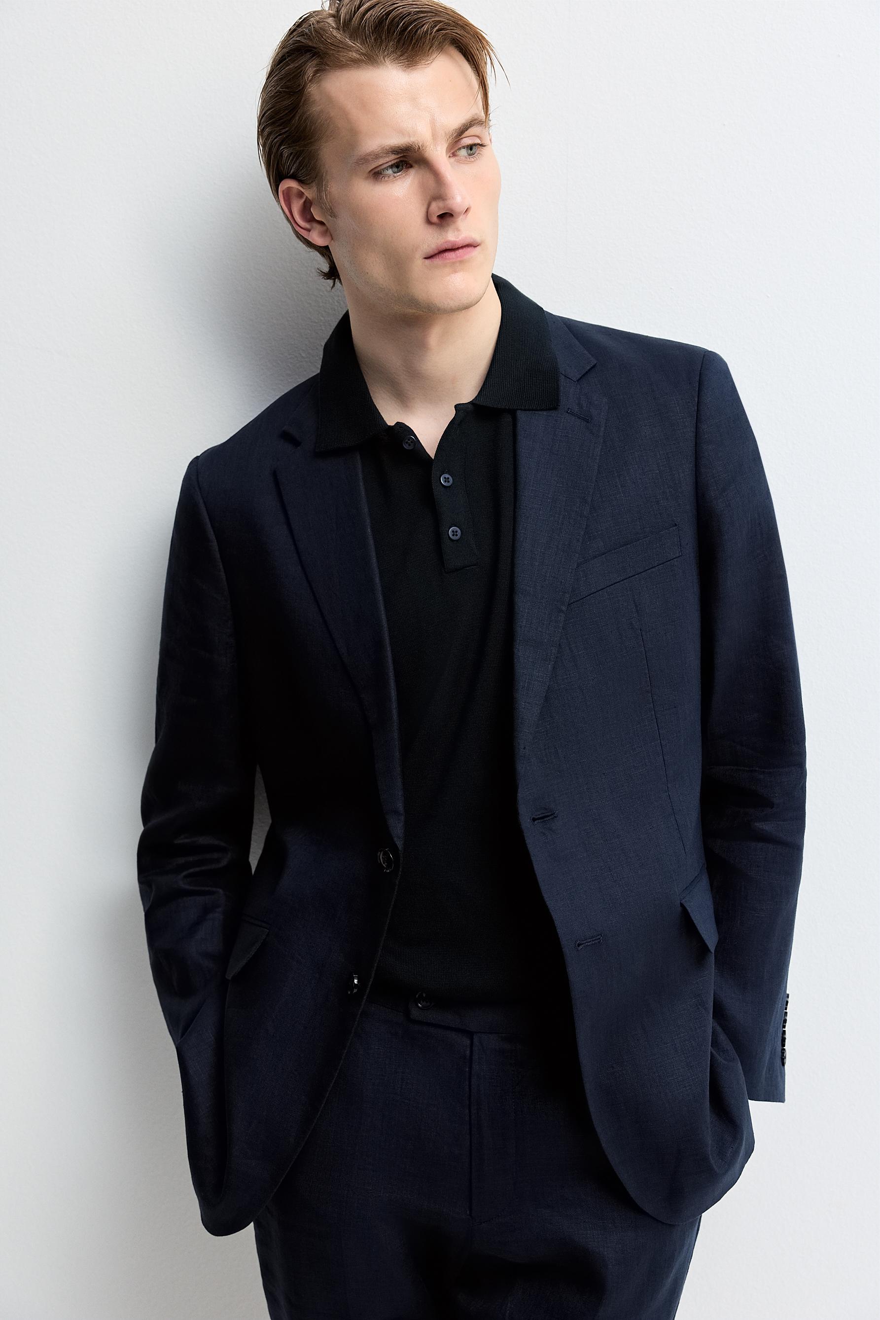 100% linen suit blazer — NAVY
