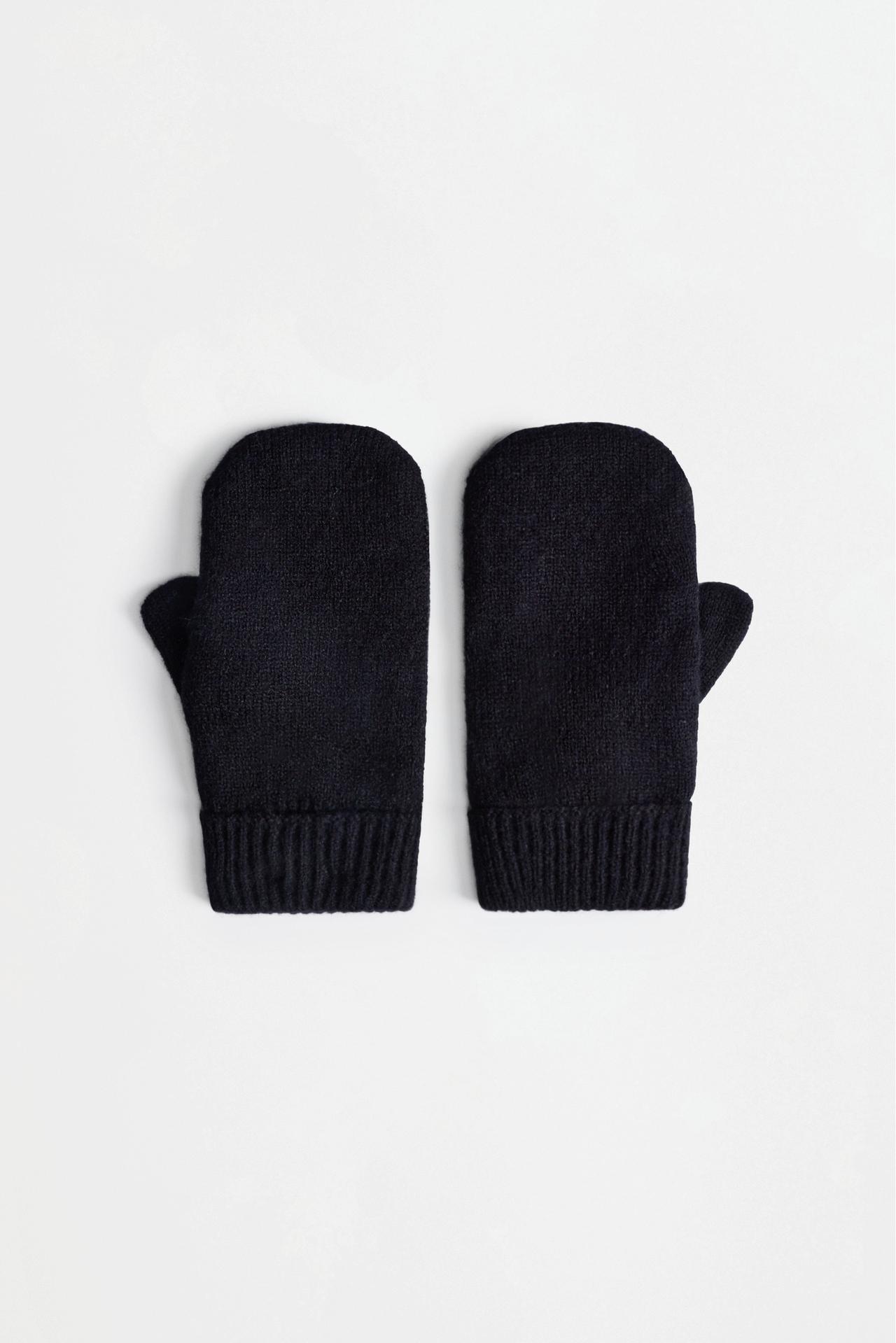 Braided knit mittens — BLACK