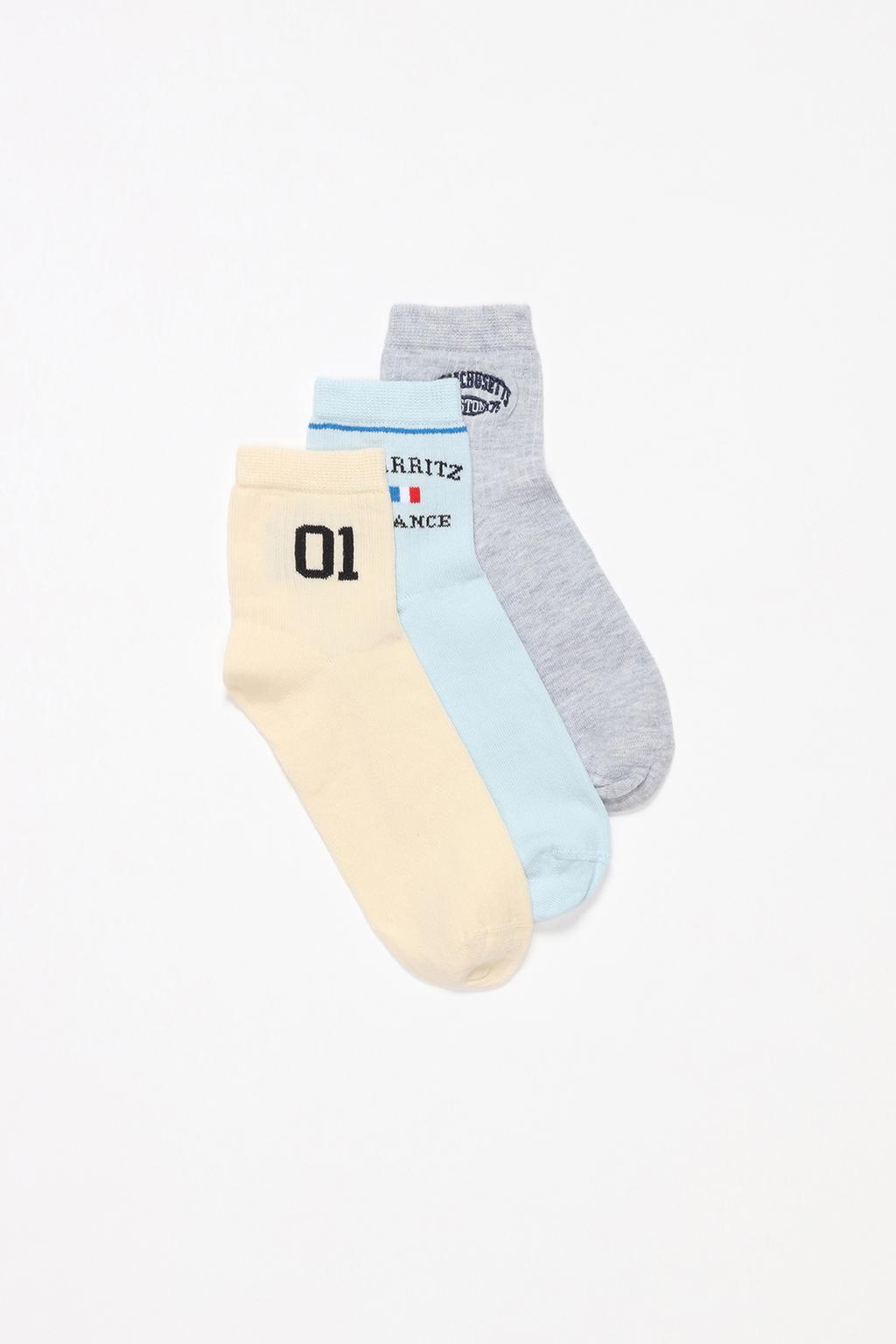 Pack of 3 pairs of embroidered socks