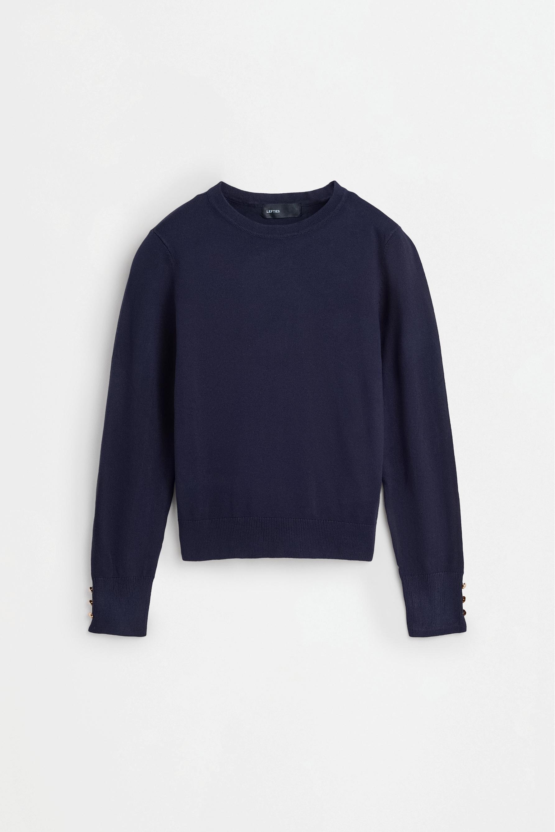 Basic gold button sweater — ELECTRIC BLUE