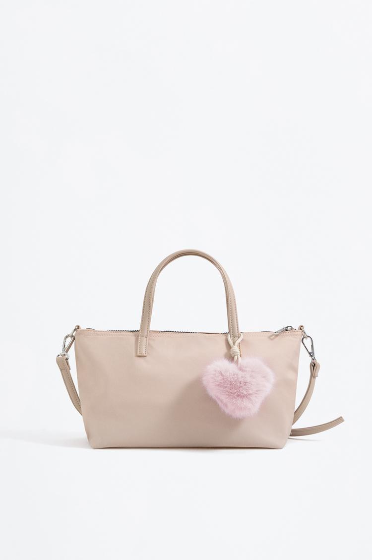 Heart charm bag — ECRU