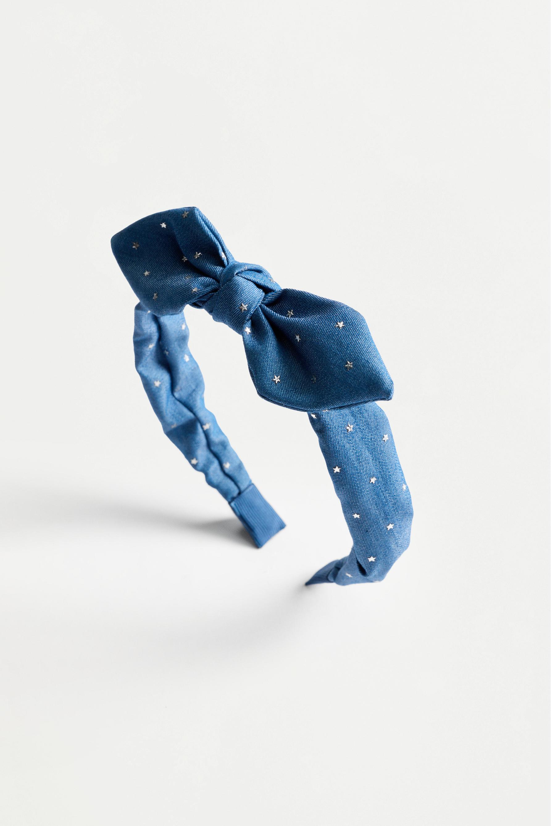 Denim headband and scrunchies set (3-piece) — NAVY