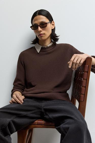 Textured knit sweater — CHOCOLATE 5