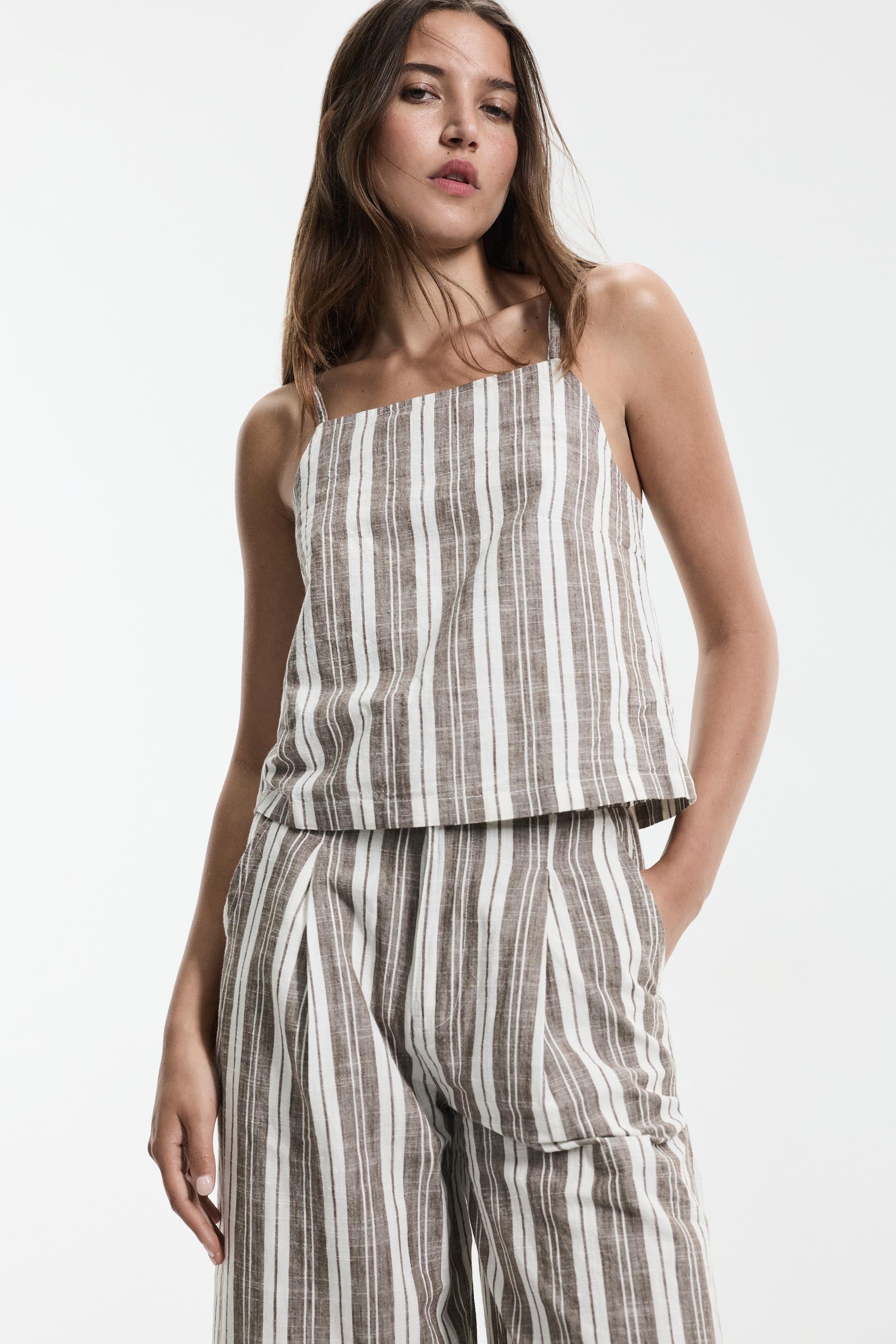 Denim strappy top — STRIPED