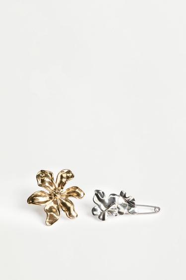 Floral metal brooch 2-pack — GOLD 3