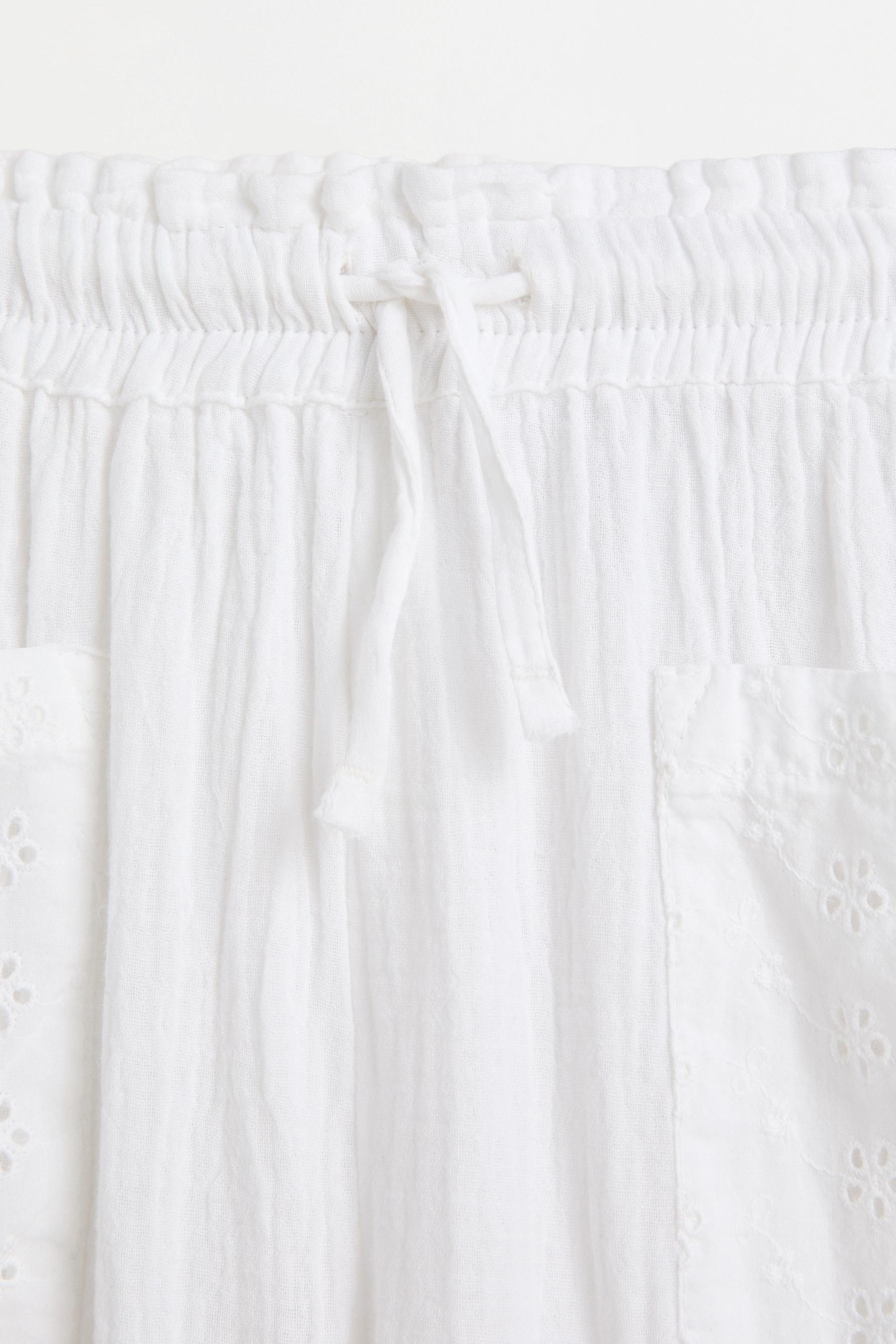 Swiss embroidery culottes — OFF WHITE