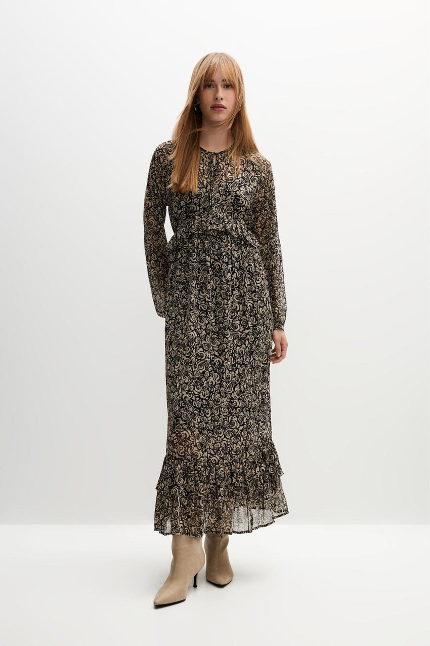 Vestido midi fluido Playeras Manga Larga Playeras ROPA