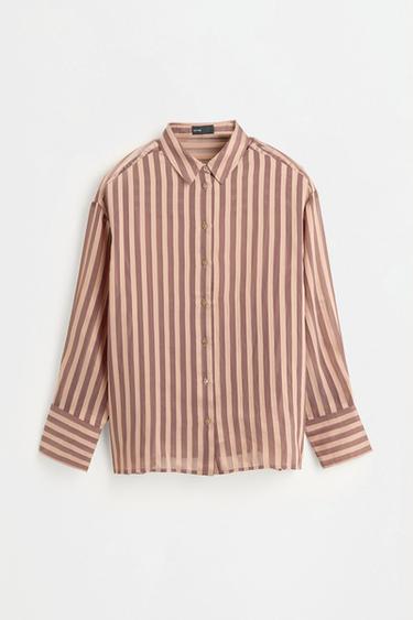 Semi-sheer flowing shirt — CHOCOLATE 6