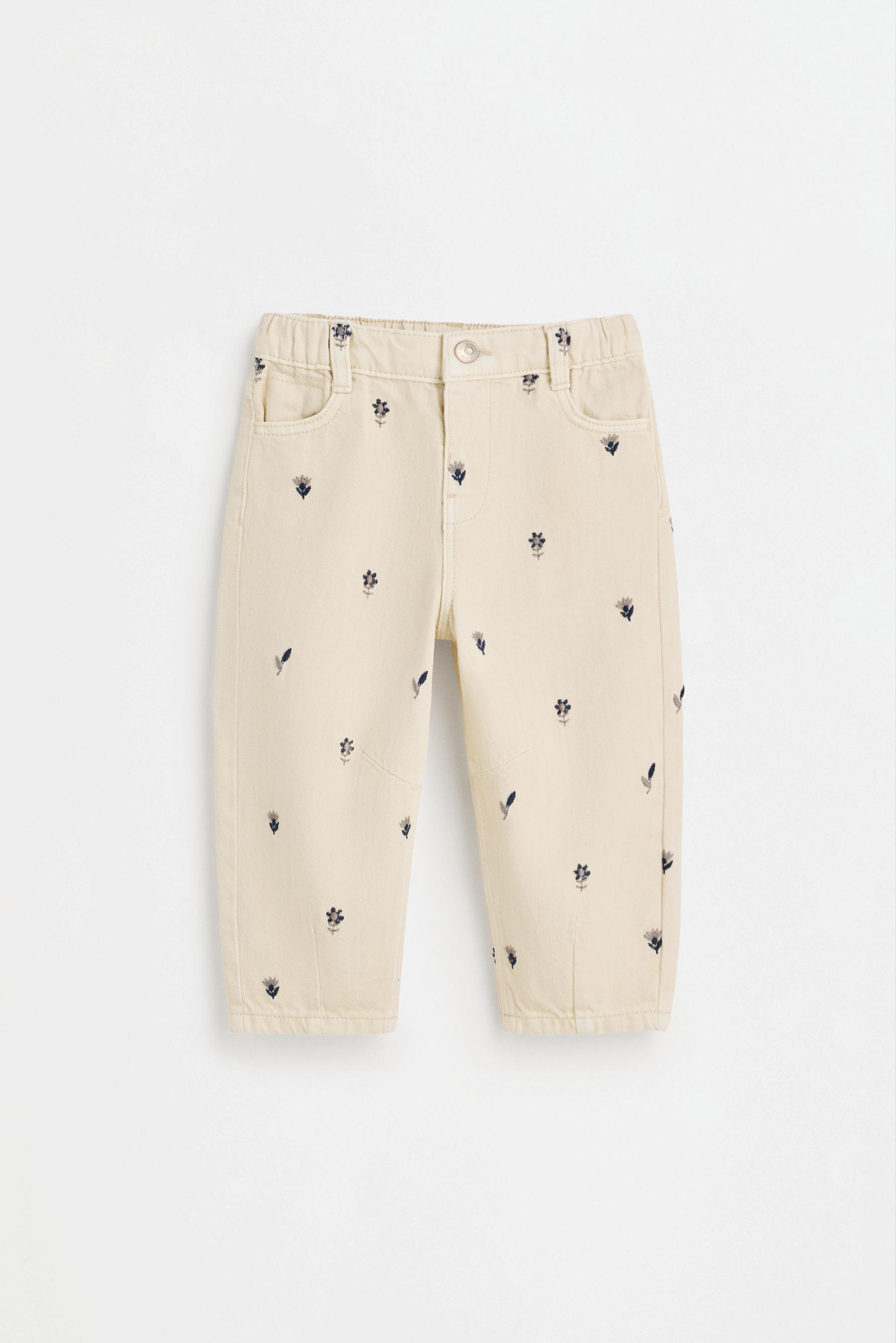 Embroidered balloon jeans — PALE ECRU