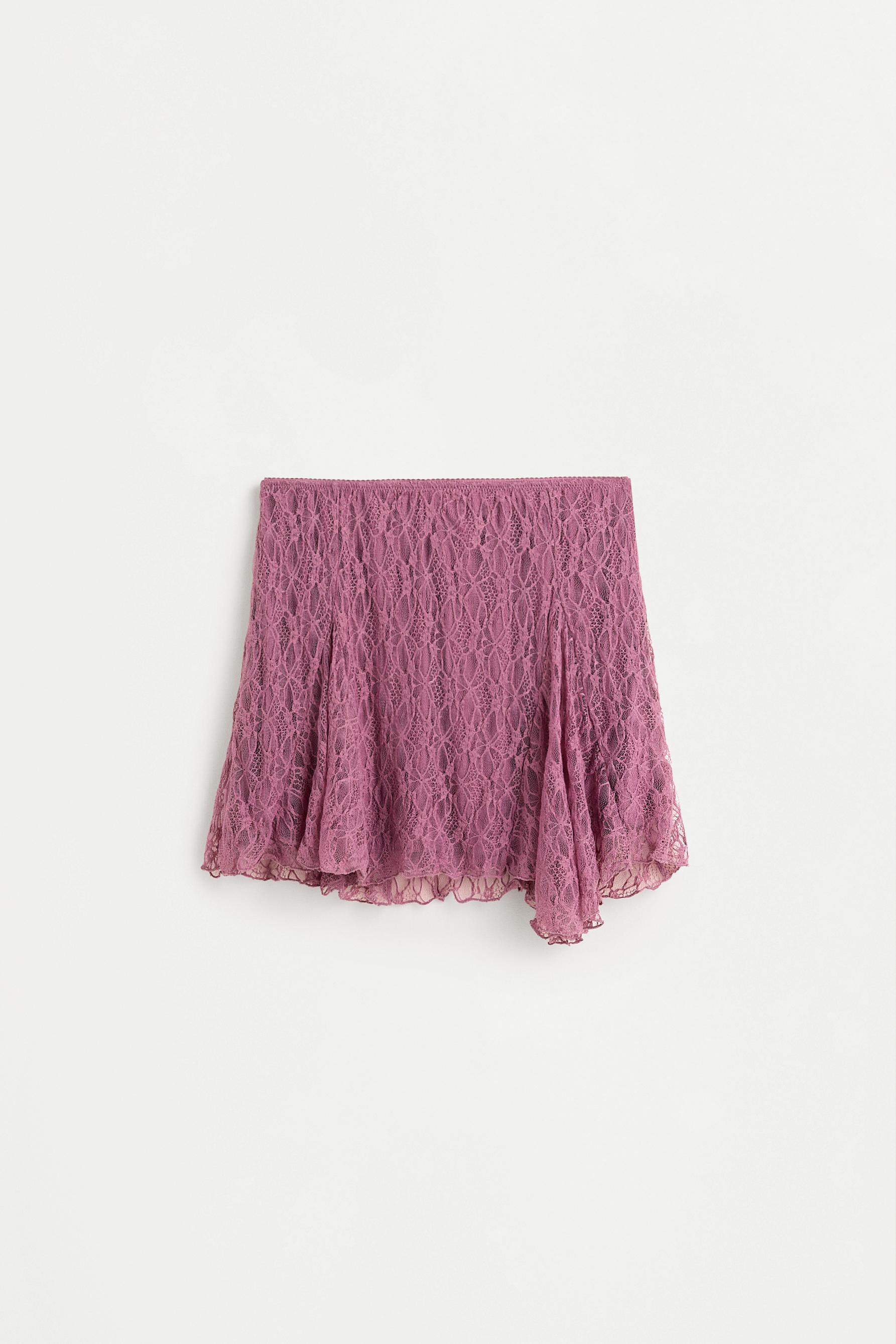 Lace mini skirt — DARK MAUVE