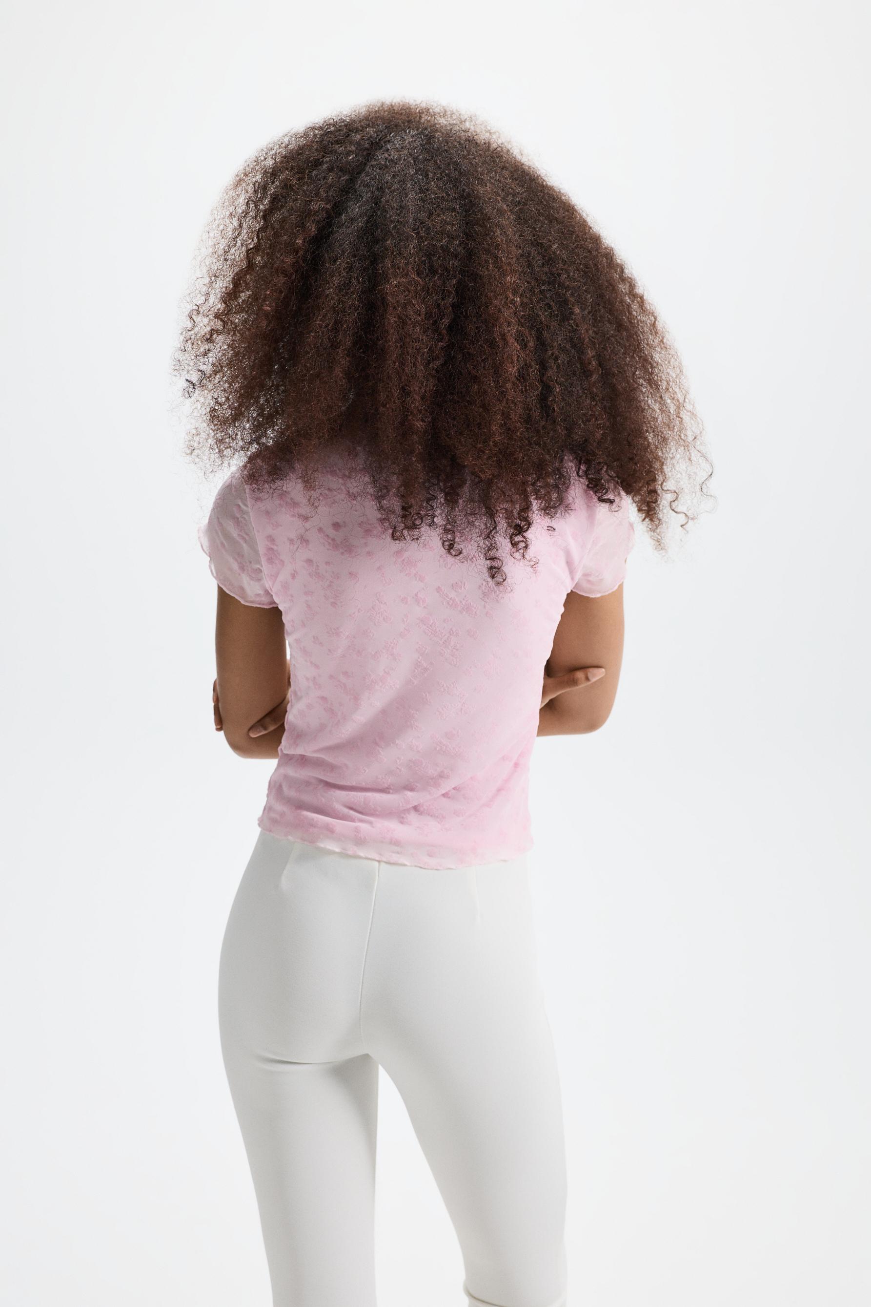Slim fit stand collar T-shirt — PASTEL PINK