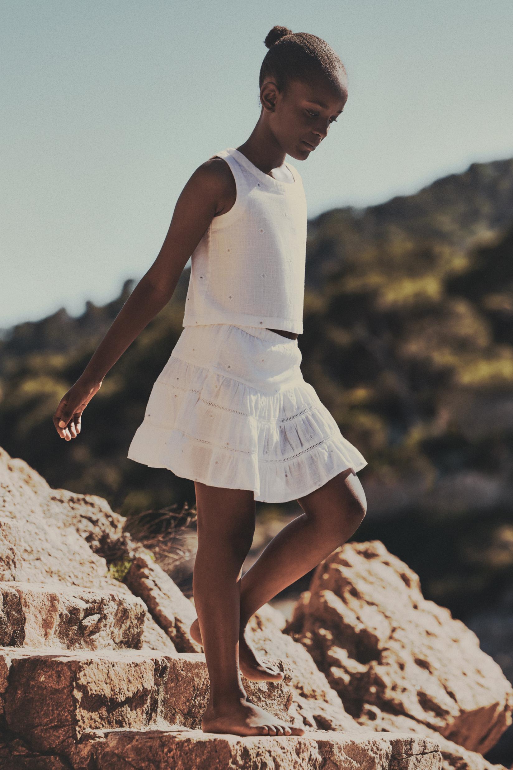 Metallic embroidered skort — WHITE
