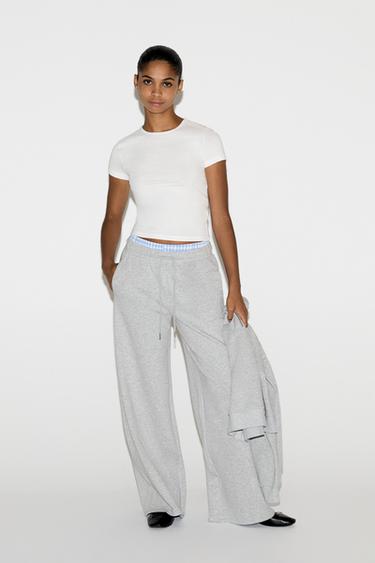 Basic wide-leg tracksuit trousers — GREY MARL 1