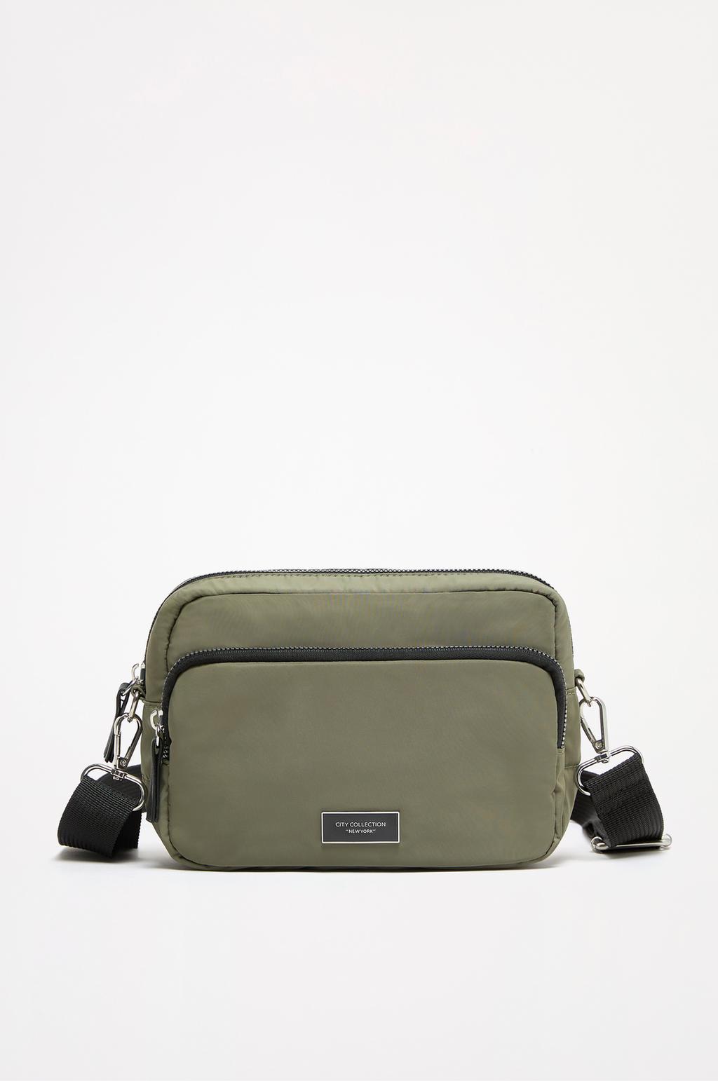 Nylon crossbody bag with pockets