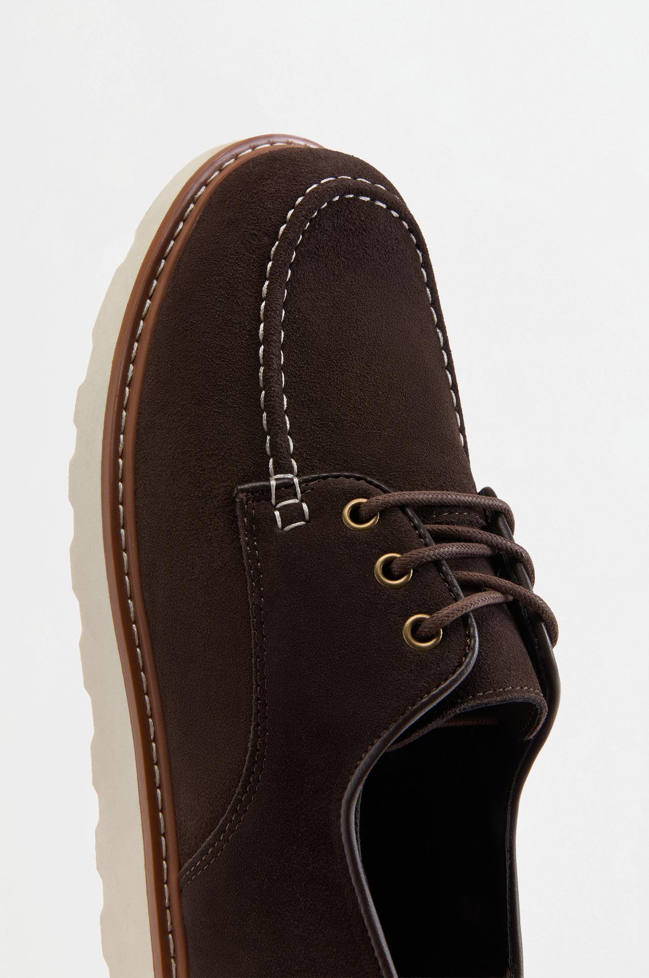 Leather blucher shoes — BROWN