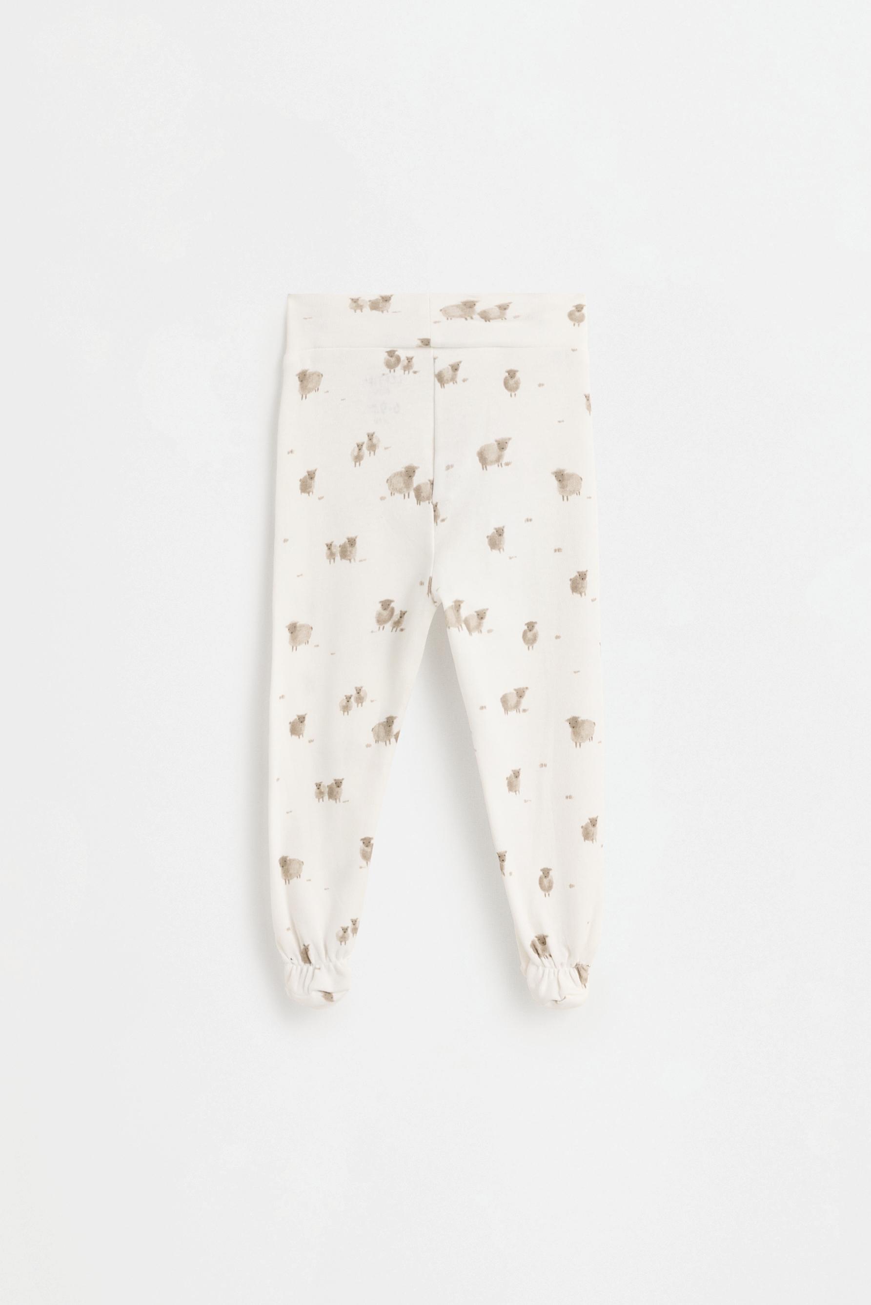 Printed bodysuit, footed leggings and hat set — TAUPE BROWN