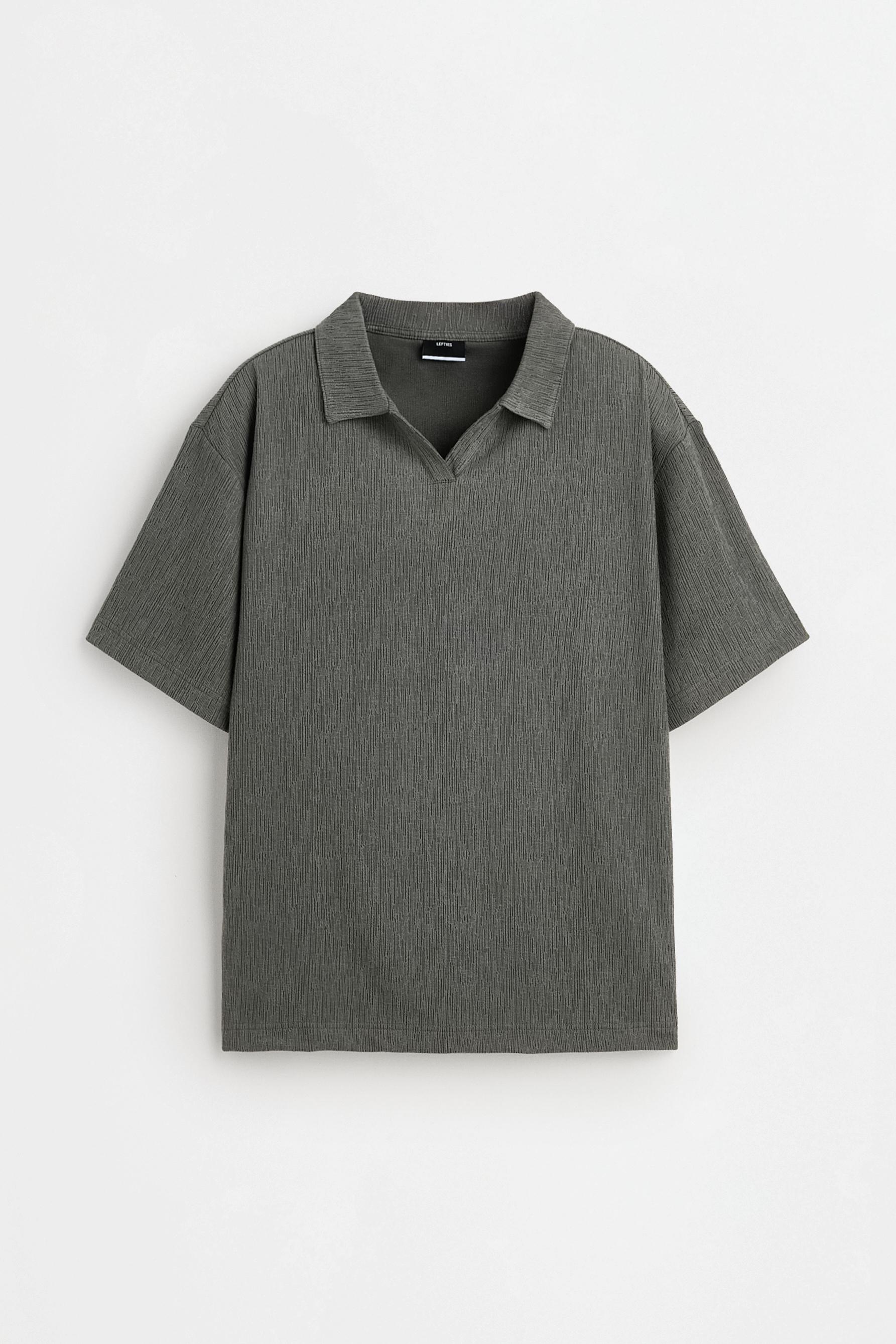 Rustic texture polo shirt — MEDIUM GREEN