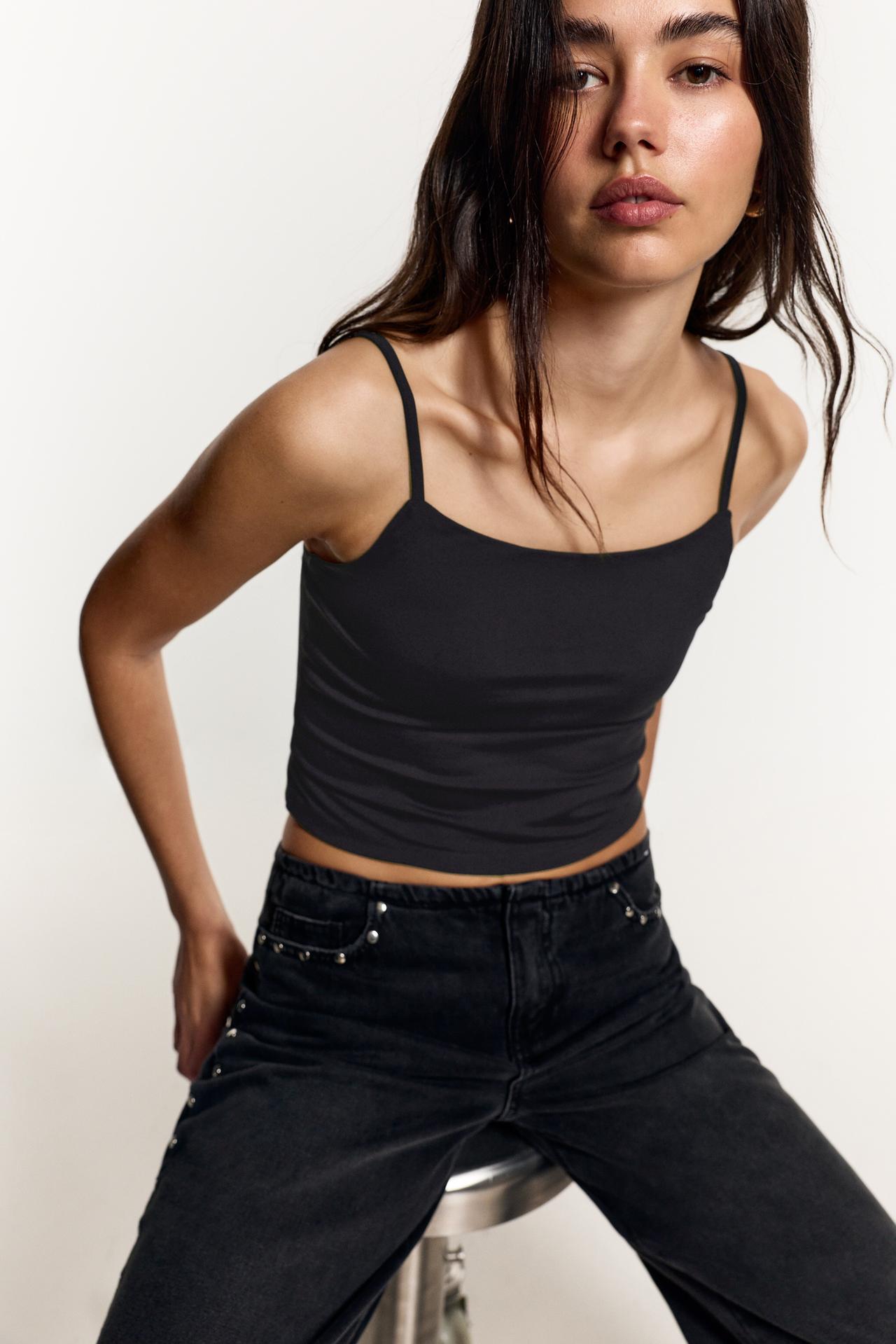 Polyamide strap top — BLACK