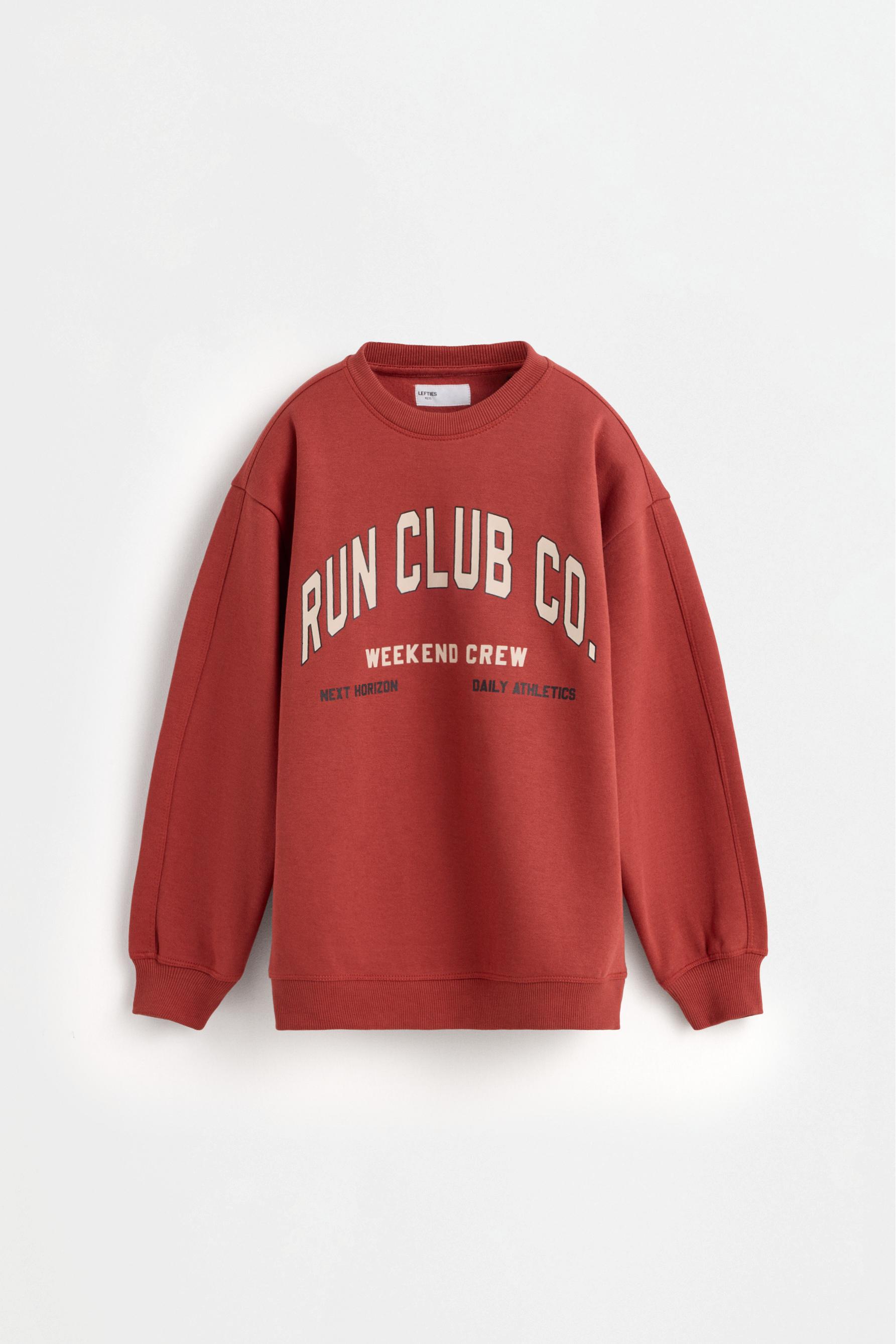 Printed sweatshirt and plush trousers set — BURGUNDY