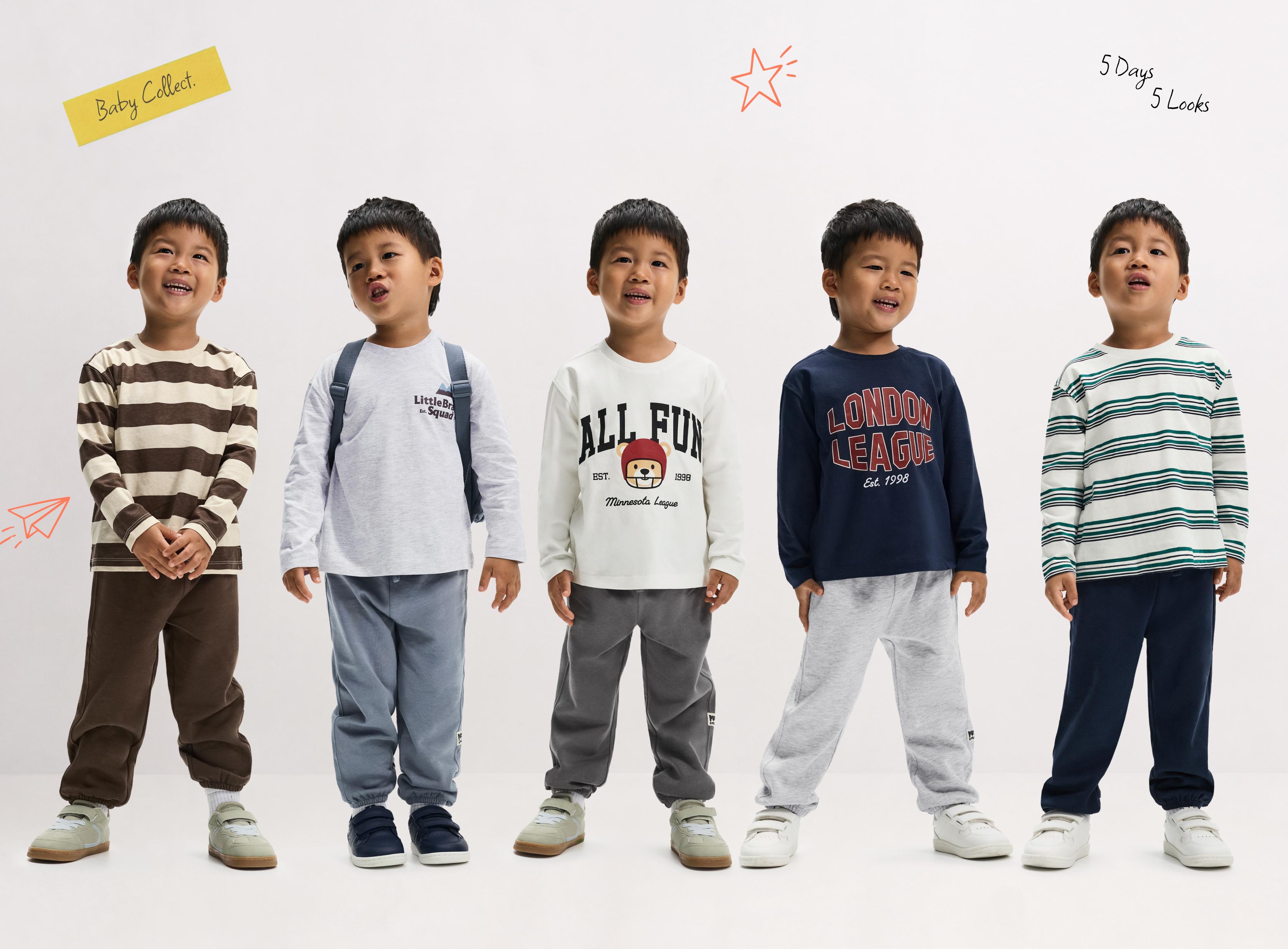 5-pack of T-shirt and fleece pants sets — NAVY