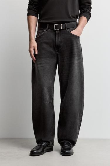 Belted barrel leg jeans — FADED BLACK 2