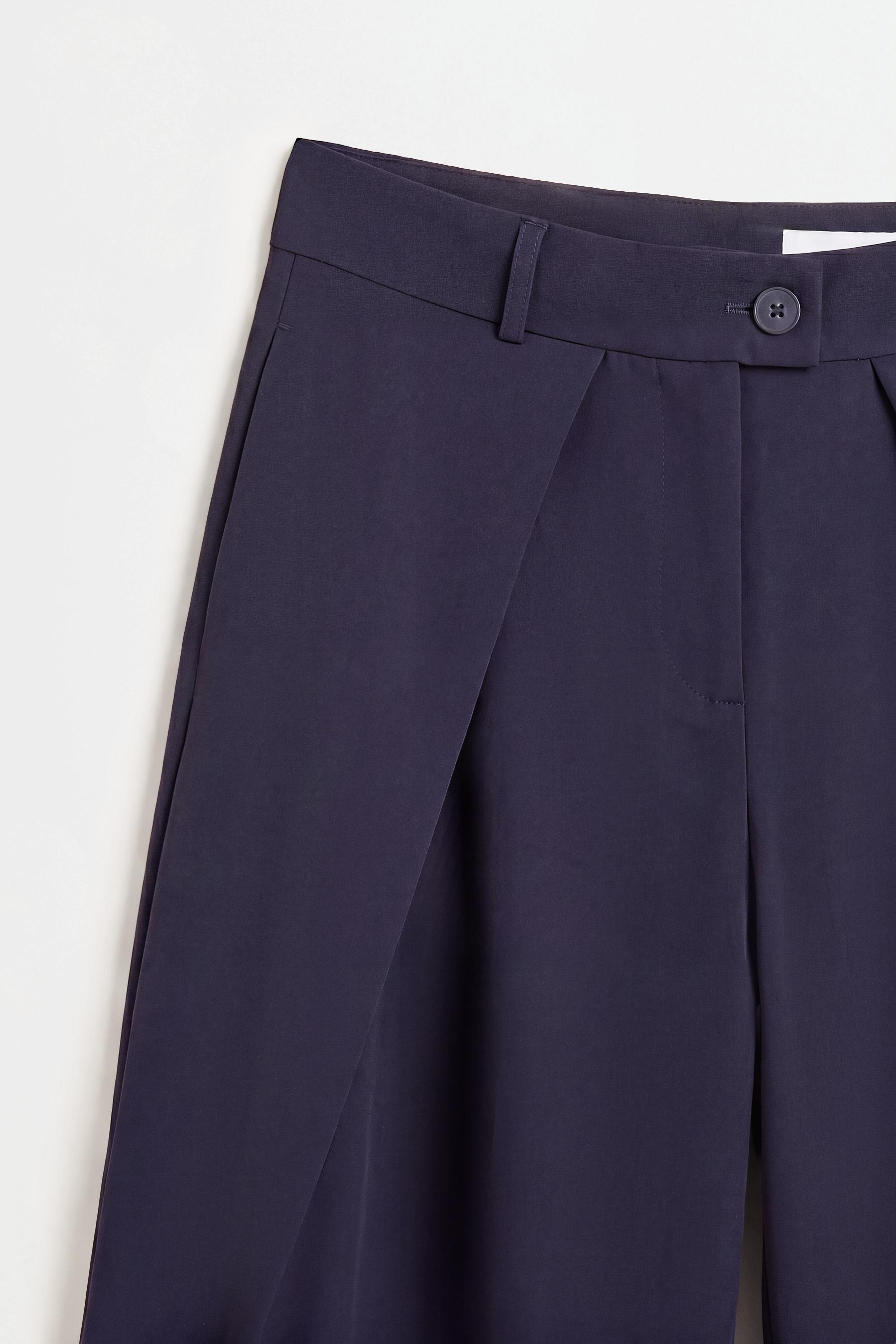 Pleated wide-leg trousers — NAVY