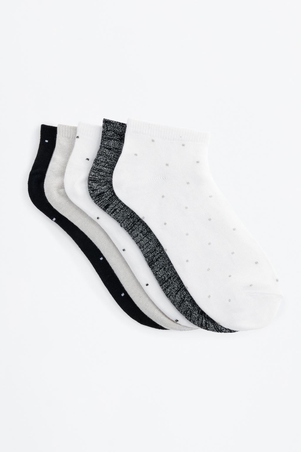 5-pack of ankle socks with metallic detail