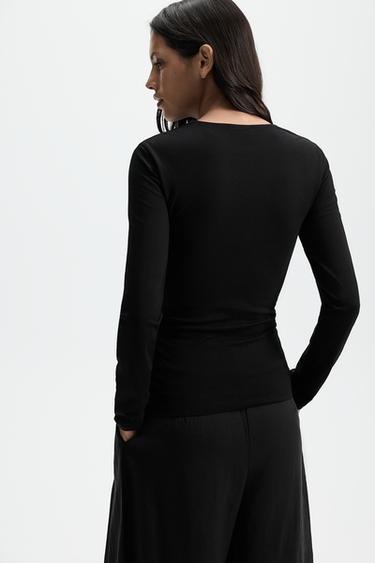 Round neck long sleeve T-shirt — BLACK 5