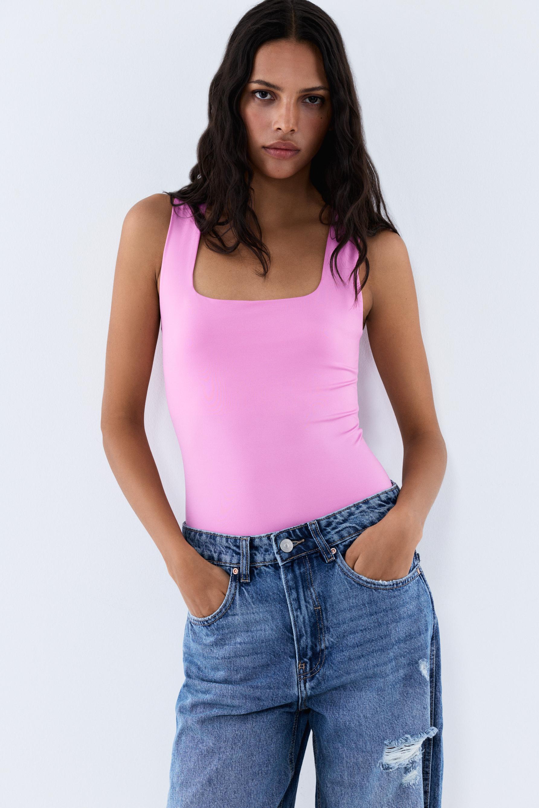 Polyamide T-shirt with wide straps — FUCHSIA