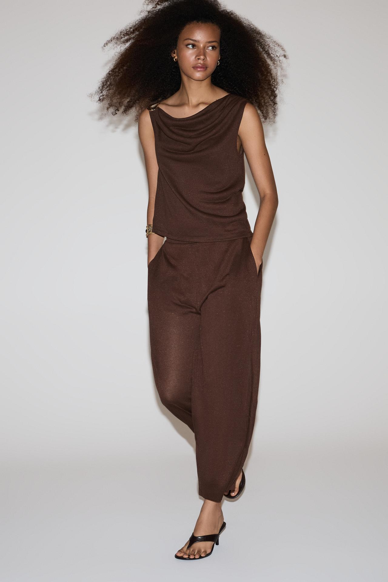 Flowing carrot fit trousers — BROWN